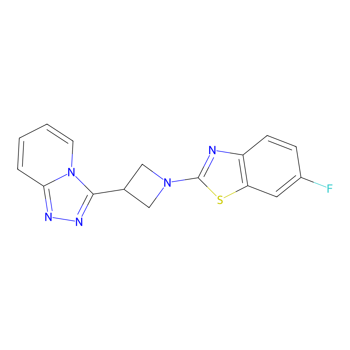 6-Fluoro-2-(3-{[1,2,4]triazolo[4,3-a]pyridin-3-yl}azetidin-1-yl)-1,3-benzothiazole molecular structure, CAS 2877648-17-2