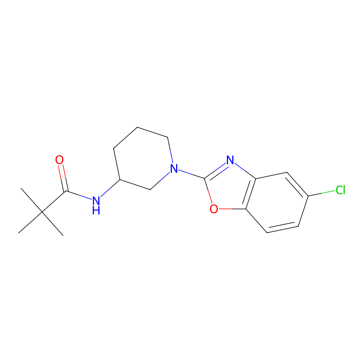 N-[1-(5-chloro-1,3-benzoxazol-2-yl)piperidin-3-yl]-2,2-dimethylpropanamide molecular structure, CAS 2877648-22-9