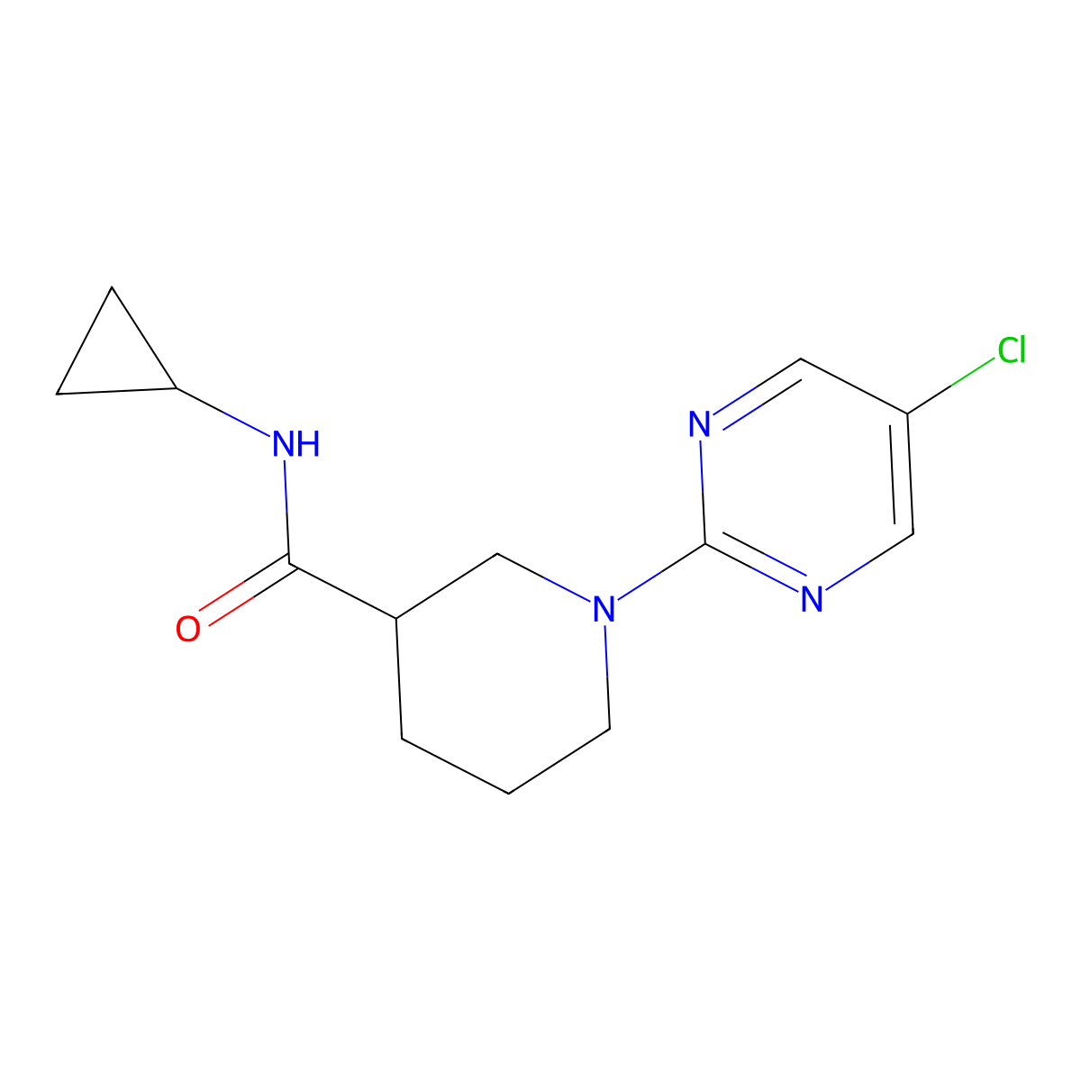 1-(5-chloropyrimidin-2-yl)-N-cyclopropylpiperidine-3-carboxamide molecular structure, CAS 2877648-26-3