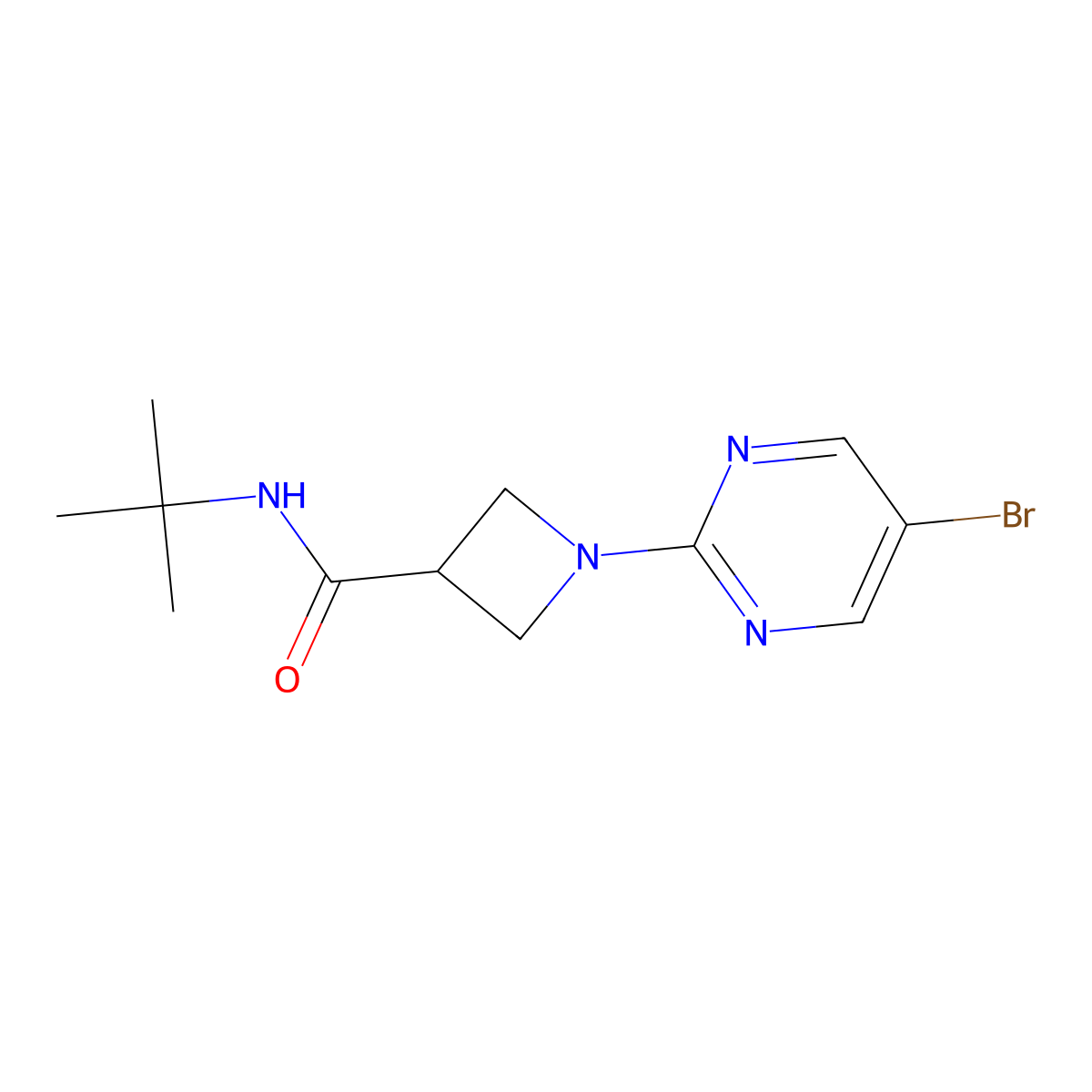 1-(5-bromopyrimidin-2-yl)-N-tert-butylazetidine-3-carboxamide molecular structure, CAS 2877648-35-4