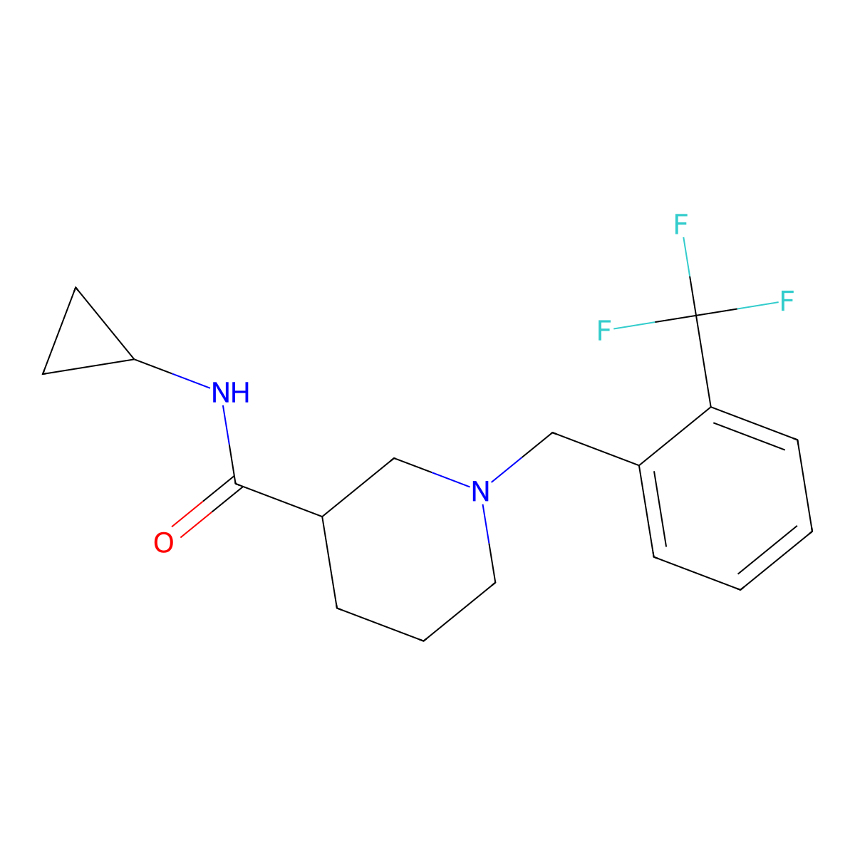 N-cyclopropyl-1-{[2-(trifluoromethyl)phenyl]methyl}piperidine-3-carboxamide molecular structure, CAS 2877648-52-5