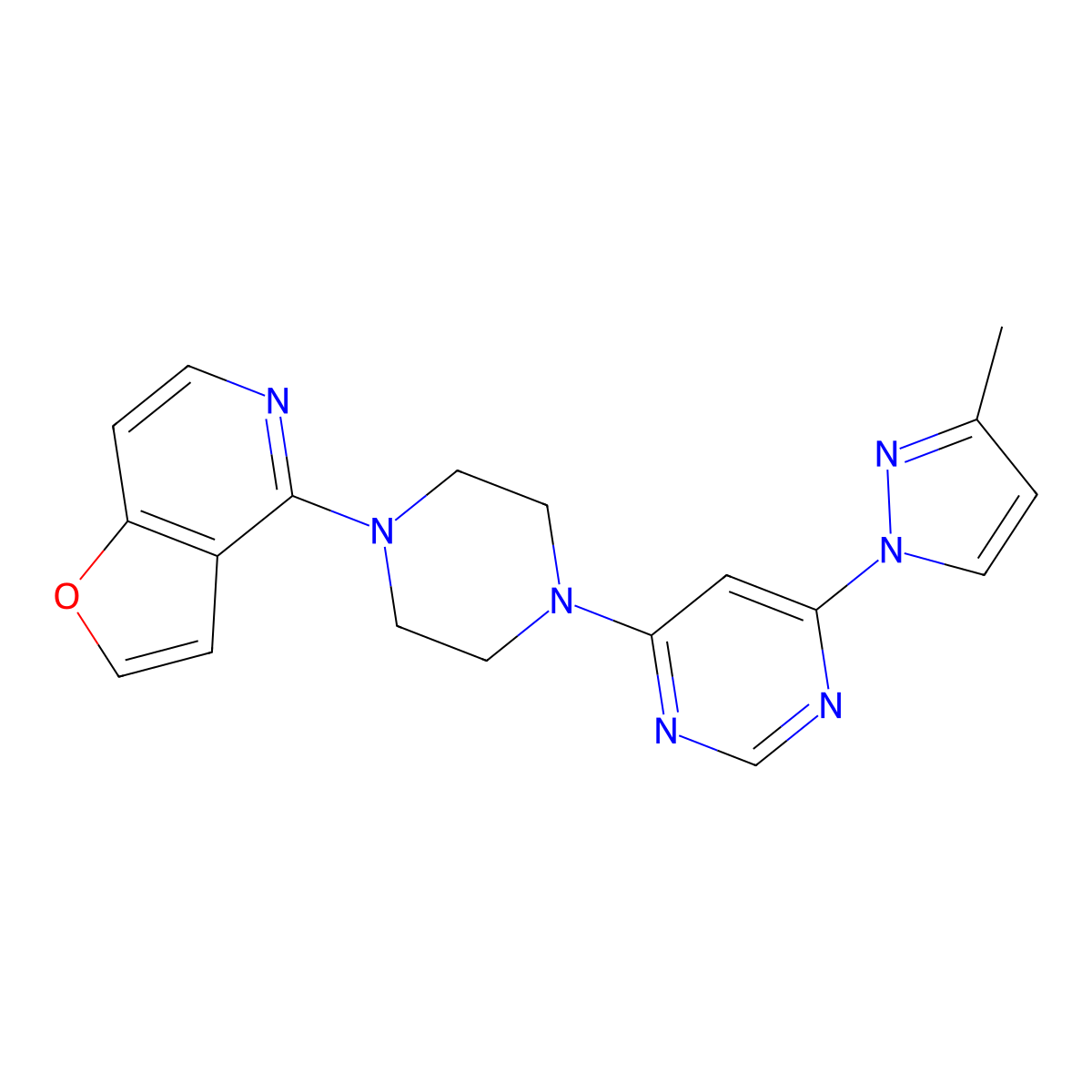 4-(4-{furo[3,2-c]pyridin-4-yl}piperazin-1-yl)-6-(3-methyl-1H-pyrazol-1-yl)pyrimidine molecular structure, CAS 2877648-58-1