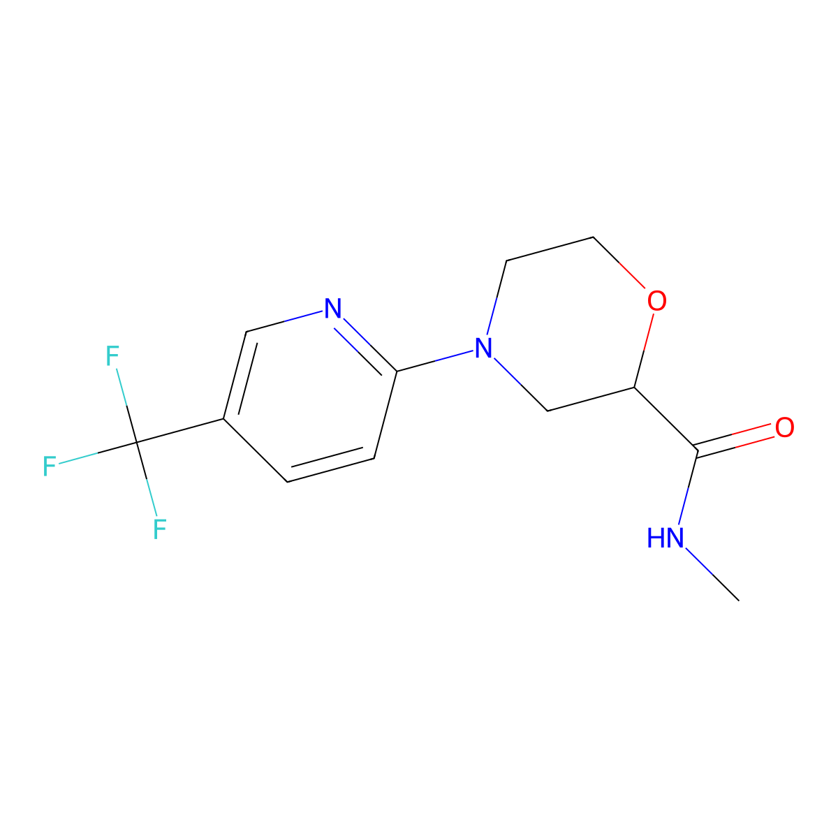 N-methyl-4-[5-(trifluoromethyl)pyridin-2-yl]morpholine-2-carboxamide molecular structure, CAS 2877648-61-6