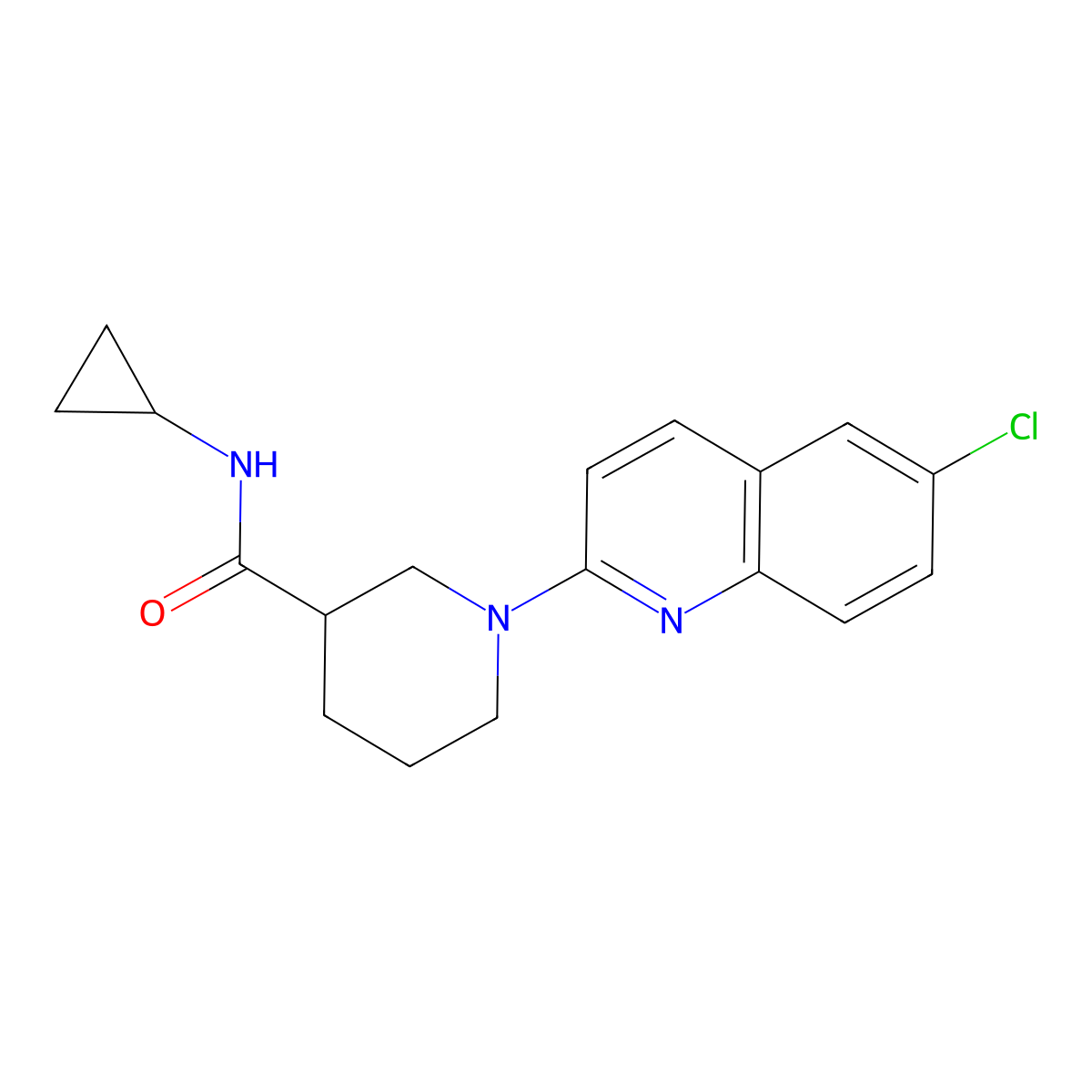 1-(6-chloroquinolin-2-yl)-N-cyclopropylpiperidine-3-carboxamide molecular structure, CAS 2877648-62-7