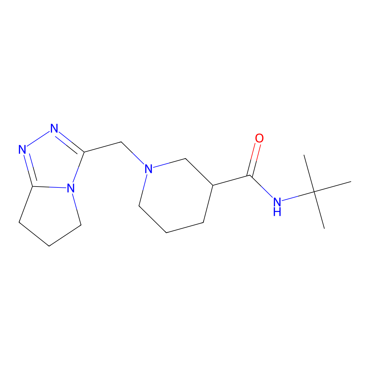 N-tert-butyl-1-({5H,6H,7H-pyrrolo[2,1-c][1,2,4]triazol-3-yl}methyl)piperidine-3-carboxamide molecular structure, CAS 2877648-64-9