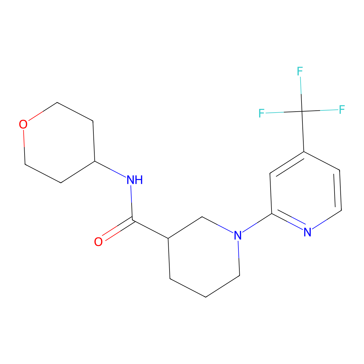 N-(oxan-4-yl)-1-[4-(trifluoromethyl)pyridin-2-yl]piperidine-3-carboxamide molecular structure, CAS 2877648-65-0