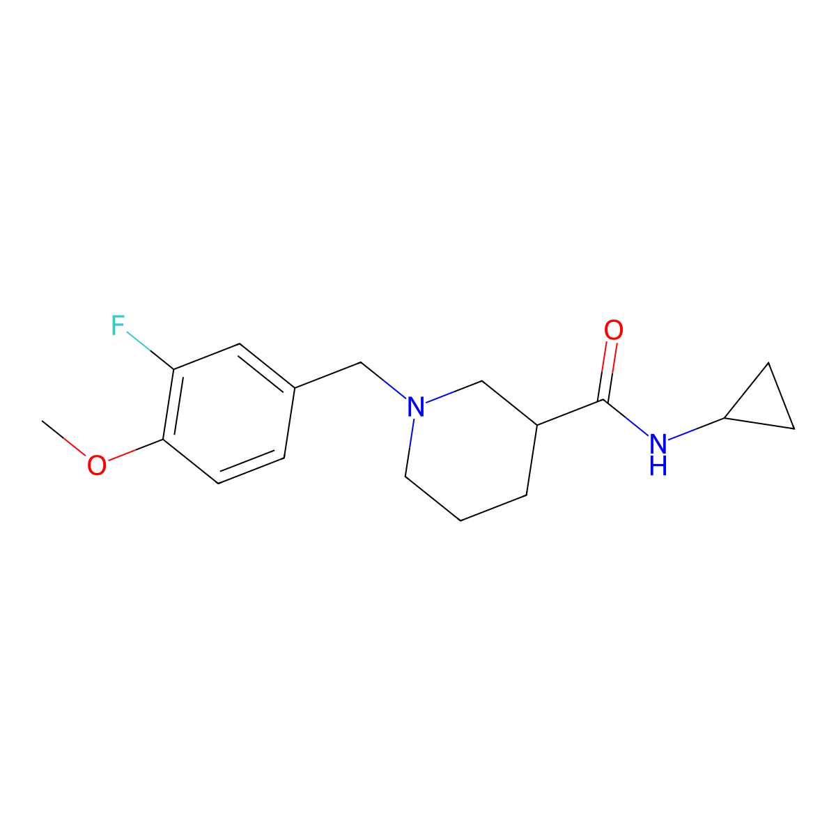 N-cyclopropyl-1-[(3-fluoro-4-methoxyphenyl)methyl]piperidine-3-carboxamide molecular structure, CAS 2877648-79-6