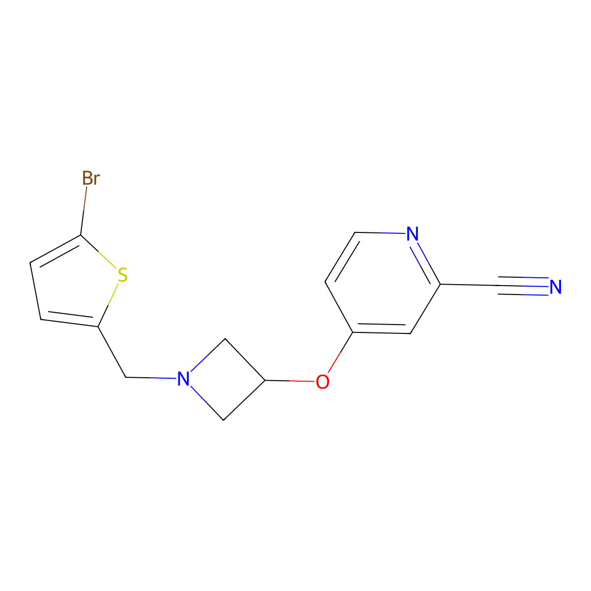 4-({1-[(5-Bromothiophen-2-yl)methyl]azetidin-3-yl}oxy)pyridine-2-carbonitrile molecular structure, CAS 2877648-80-9