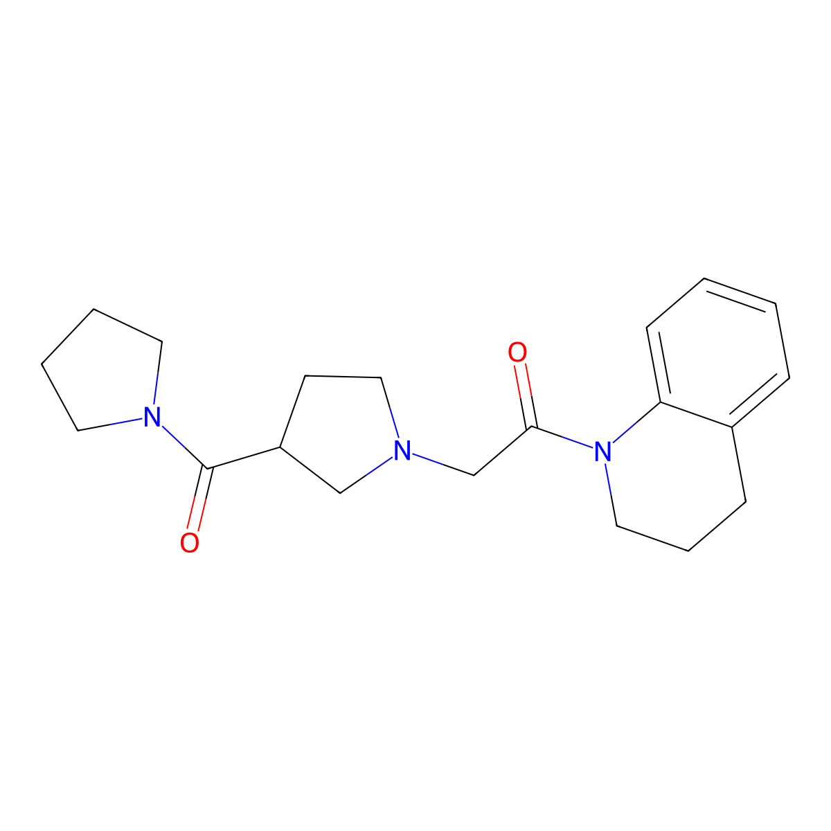 2-[3-(Pyrrolidine-1-carbonyl)pyrrolidin-1-yl]-1-(1,2,3,4-tetrahydroquinolin-1-yl)ethan-1-one molecular structure, CAS 2877648-81-0