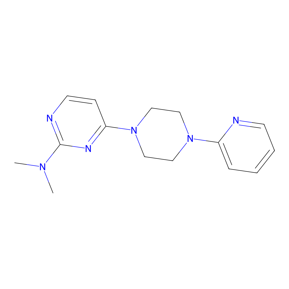 N,N-dimethyl-4-[4-(pyridin-2-yl)piperazin-1-yl]pyrimidin-2-amine molecular structure, CAS 2877648-89-8