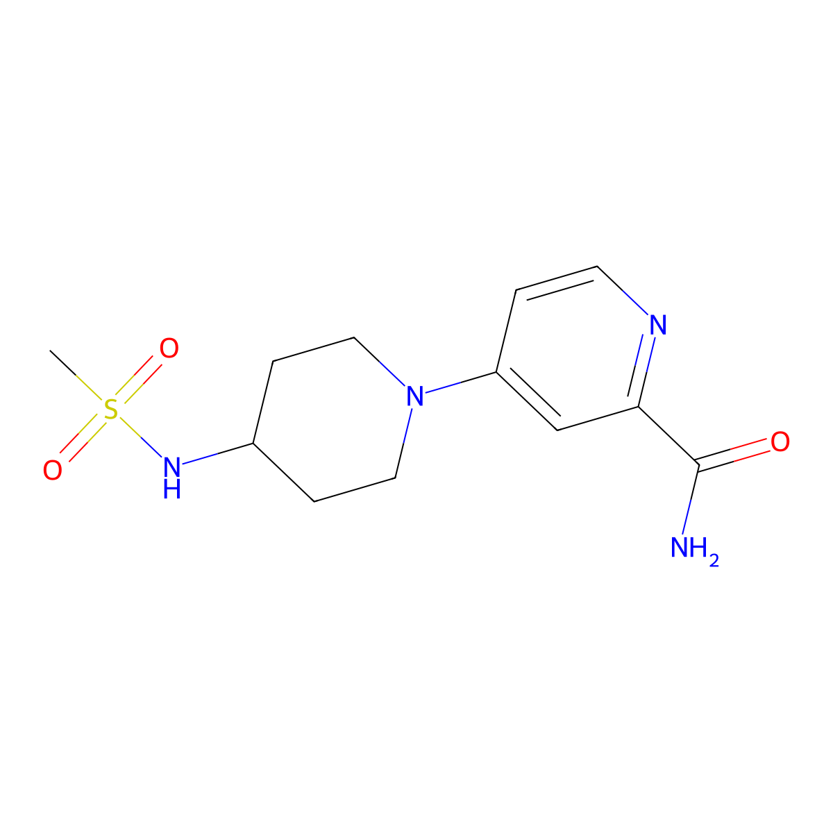 4-(4-Methanesulfonamidopiperidin-1-yl)pyridine-2-carboxamide molecular structure, CAS 2877649-04-0