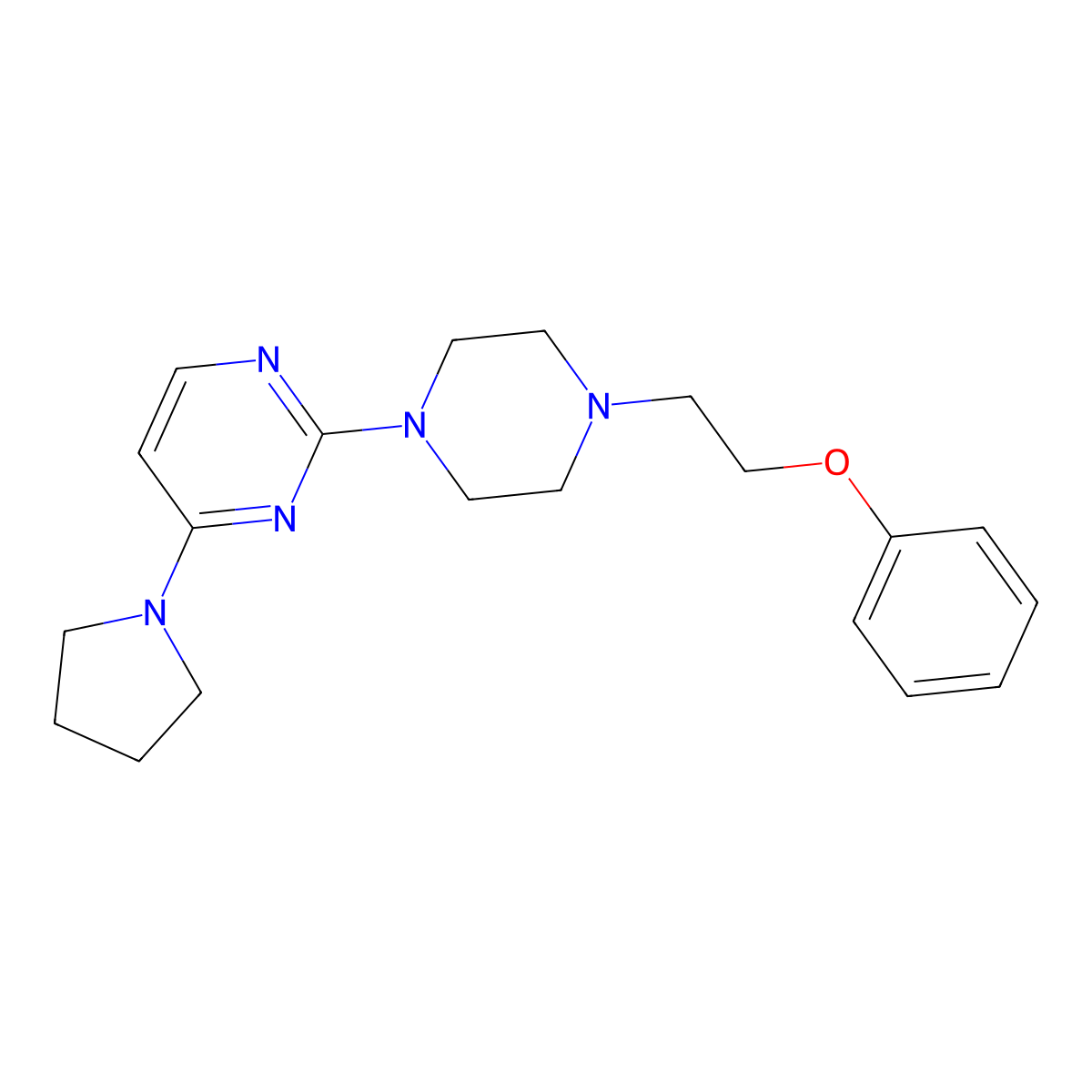 2-[4-(2-Phenoxyethyl)piperazin-1-yl]-4-(pyrrolidin-1-yl)pyrimidine molecular structure, CAS 2877649-05-1