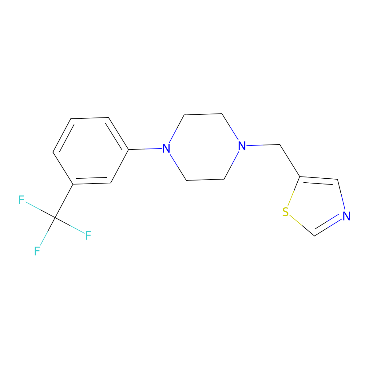 1-[(1,3-Thiazol-5-yl)methyl]-4-[3-(trifluoromethyl)phenyl]piperazine molecular structure, CAS 2877649-07-3
