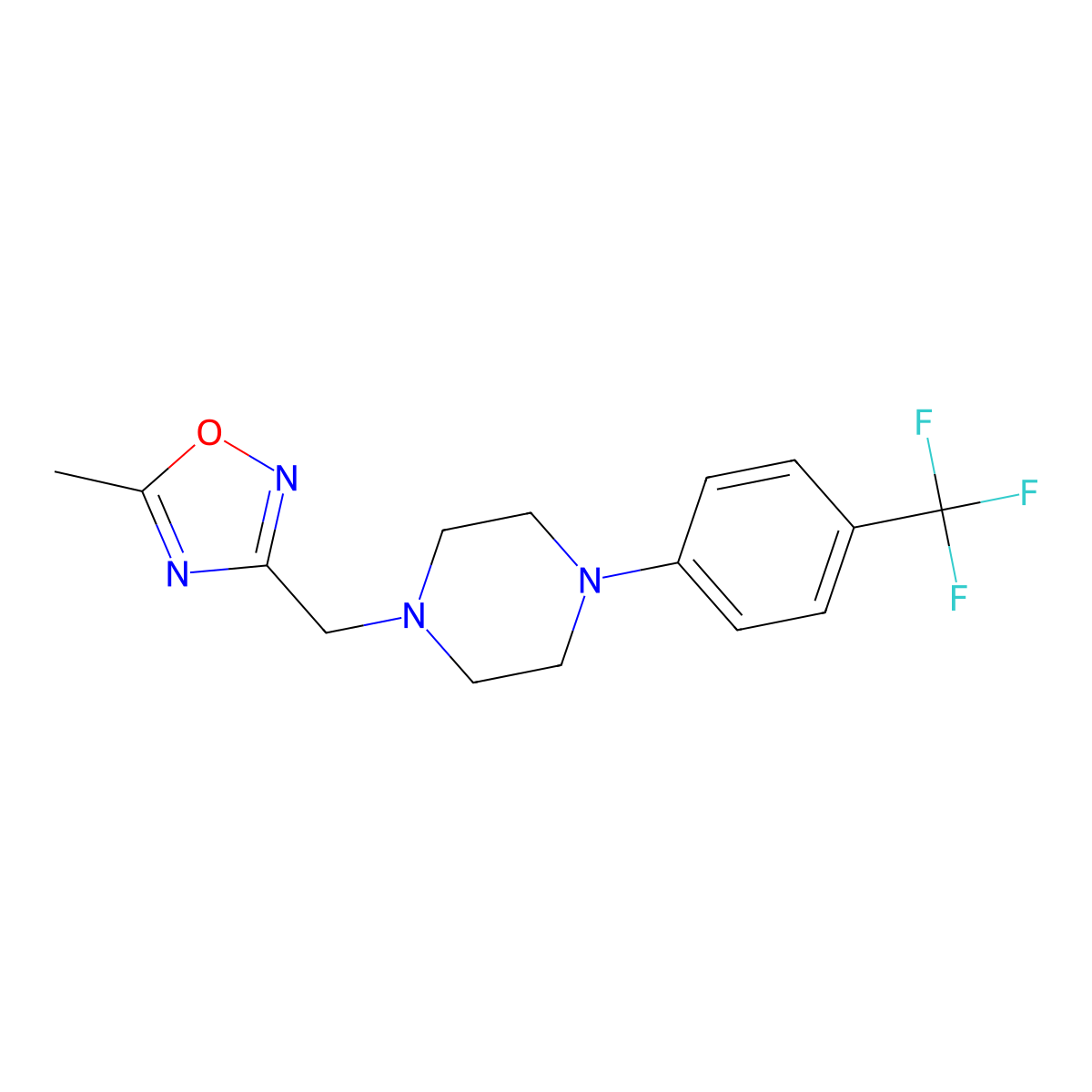1-[(5-Methyl-1,2,4-oxadiazol-3-yl)methyl]-4-[4-(trifluoromethyl)phenyl]piperazine molecular structure, CAS 2877649-09-5