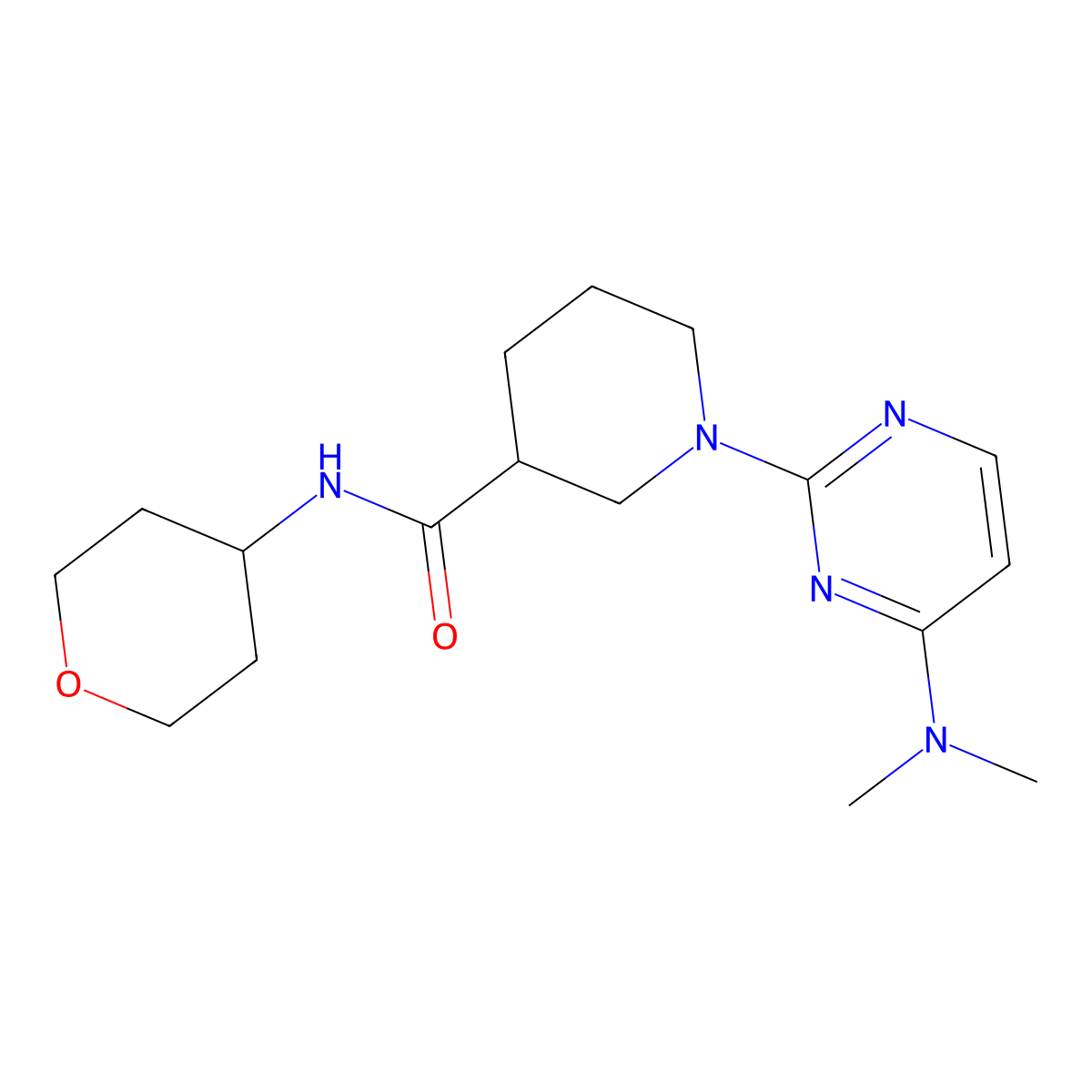 1-[4-(dimethylamino)pyrimidin-2-yl]-N-(oxan-4-yl)piperidine-3-carboxamide molecular structure, CAS 2877649-18-6