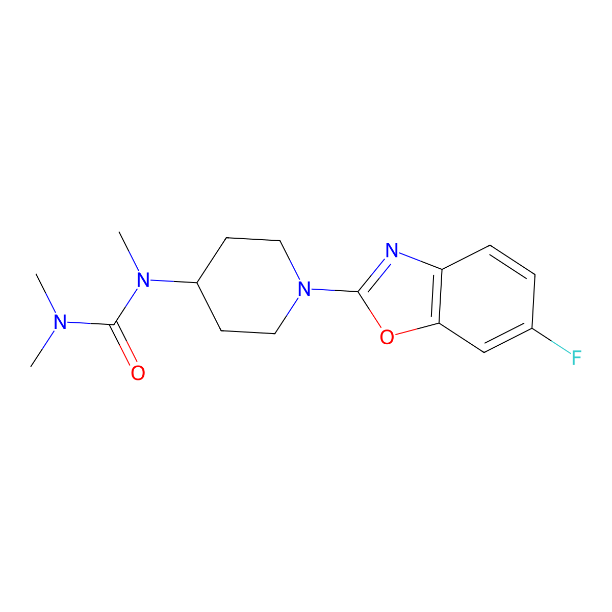 1-[1-(6-Fluoro-1,3-benzoxazol-2-yl)piperidin-4-yl]-1,3,3-trimethylurea molecular structure, CAS 2877649-27-7