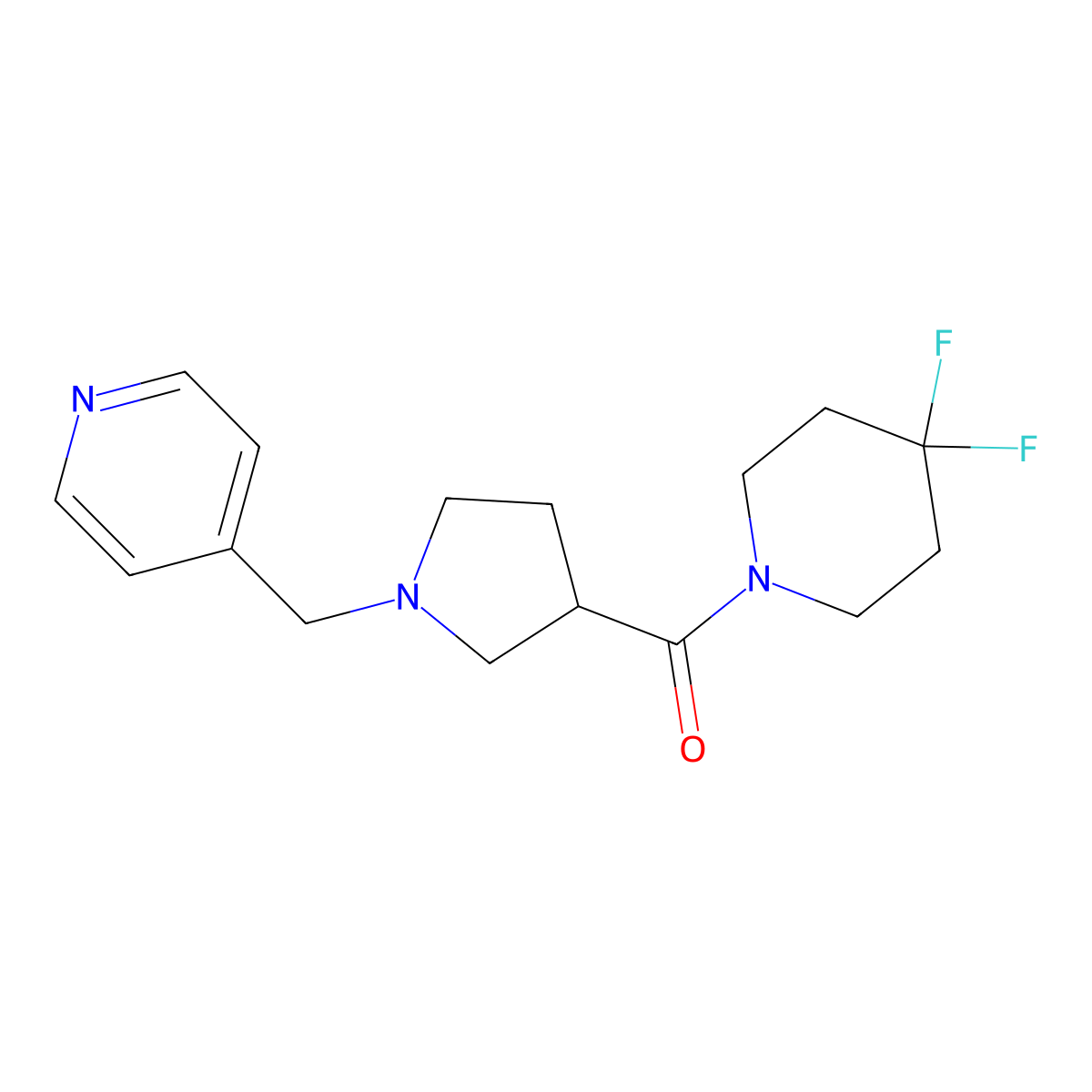 4-{[3-(4,4-Difluoropiperidine-1-carbonyl)pyrrolidin-1-yl]methyl}pyridine molecular structure, CAS 2877649-34-6