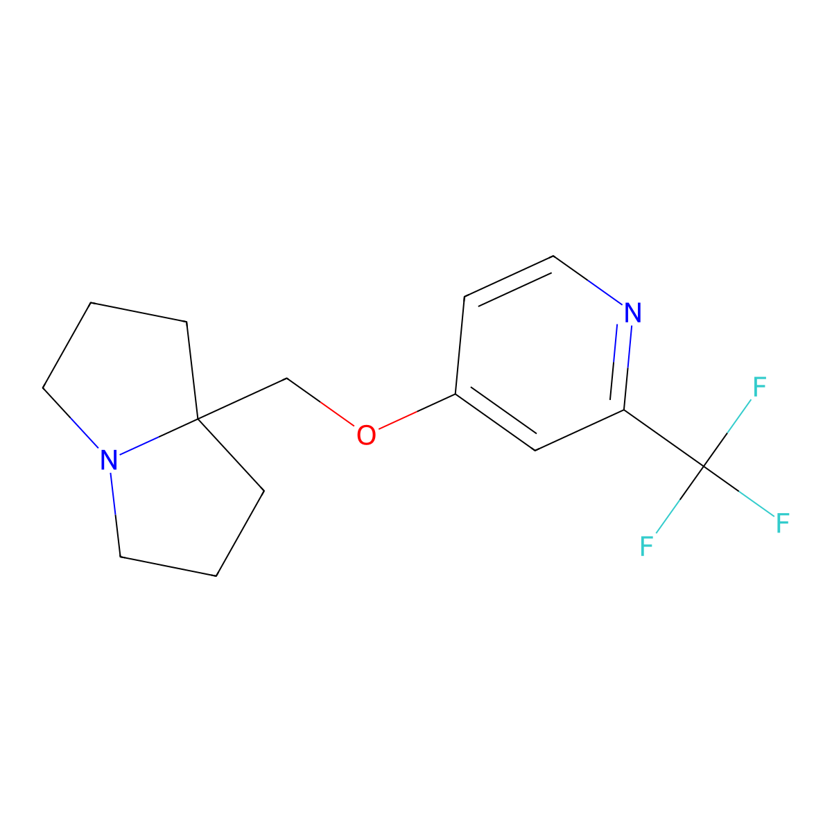 7a-({[2-(trifluoromethyl)pyridin-4-yl]oxy}methyl)-hexahydro-1H-pyrrolizine molecular structure, CAS 2877649-38-0