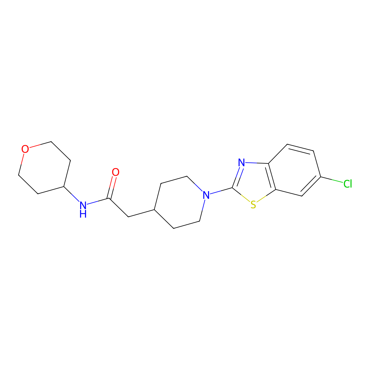 2-[1-(6-chloro-1,3-benzothiazol-2-yl)piperidin-4-yl]-N-(oxan-4-yl)acetamide molecular structure, CAS 2877649-45-9