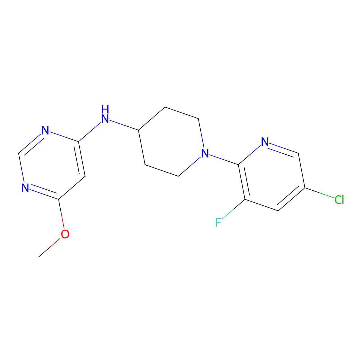 N-[1-(5-chloro-3-fluoropyridin-2-yl)piperidin-4-yl]-6-methoxypyrimidin-4-amine molecular structure, CAS 2877649-60-8