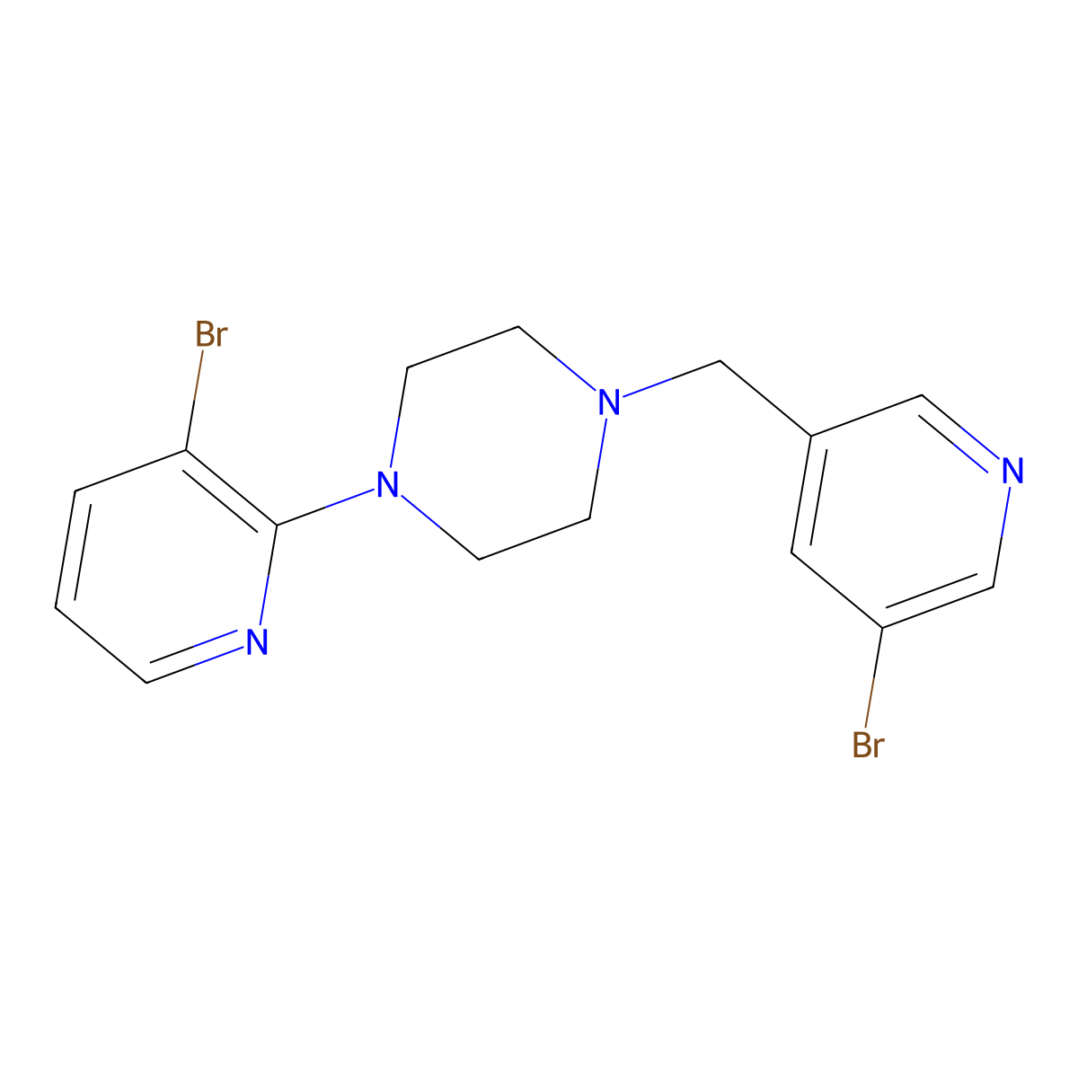 1-(3-Bromopyridin-2-yl)-4-[(5-bromopyridin-3-yl)methyl]piperazine molecular structure, CAS 2877649-87-9