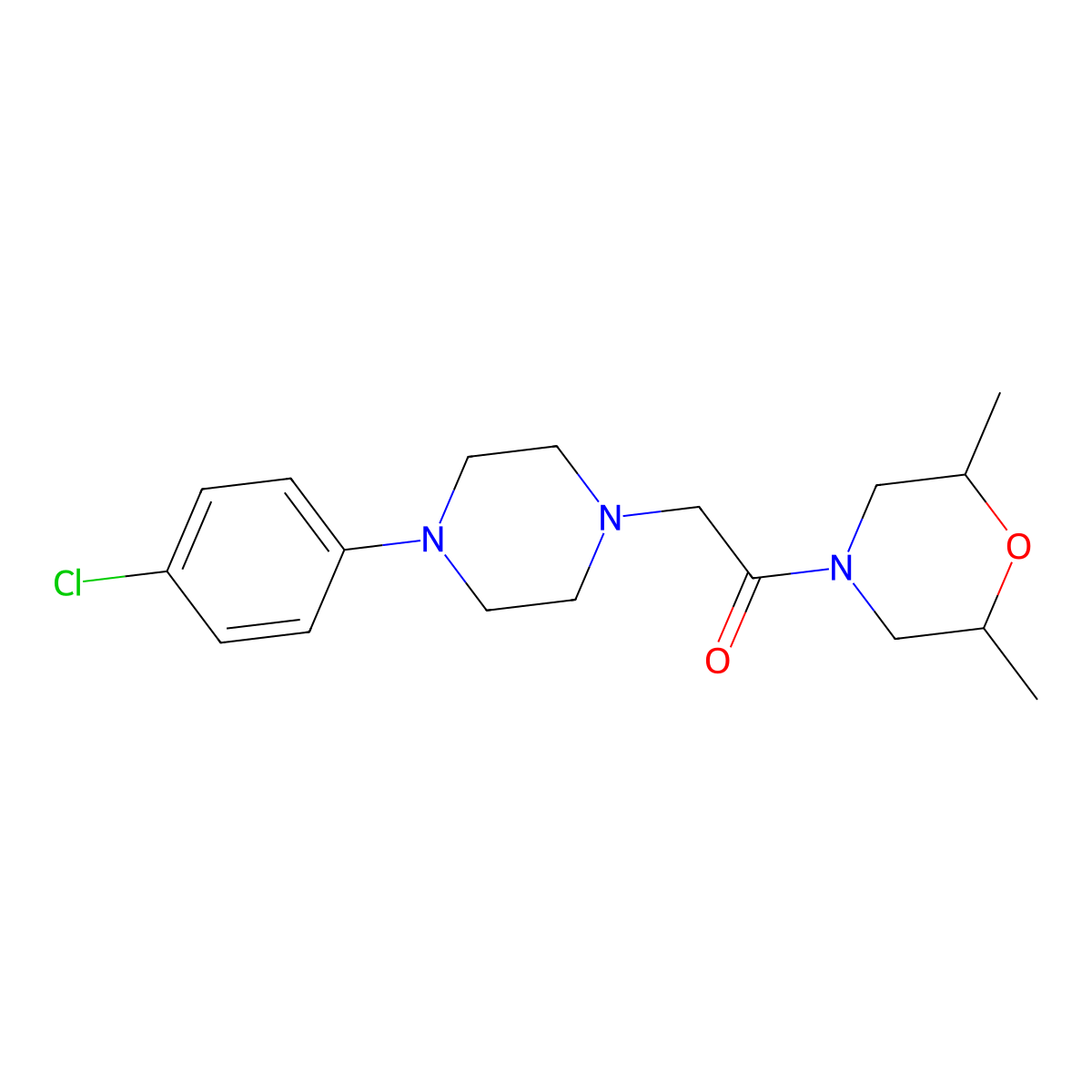 2-[4-(4-Chlorophenyl)piperazin-1-yl]-1-(2,6-dimethylmorpholin-4-yl)ethan-1-one molecular structure, CAS 2877650-02-5