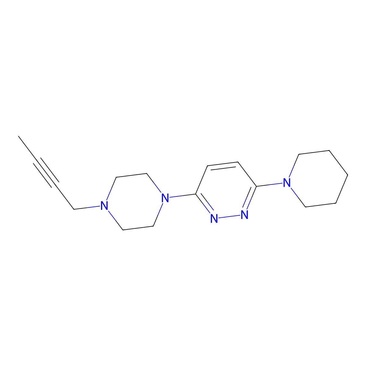3-[4-(But-2-yn-1-yl)piperazin-1-yl]-6-(piperidin-1-yl)pyridazine molecular structure, CAS 2877650-03-6