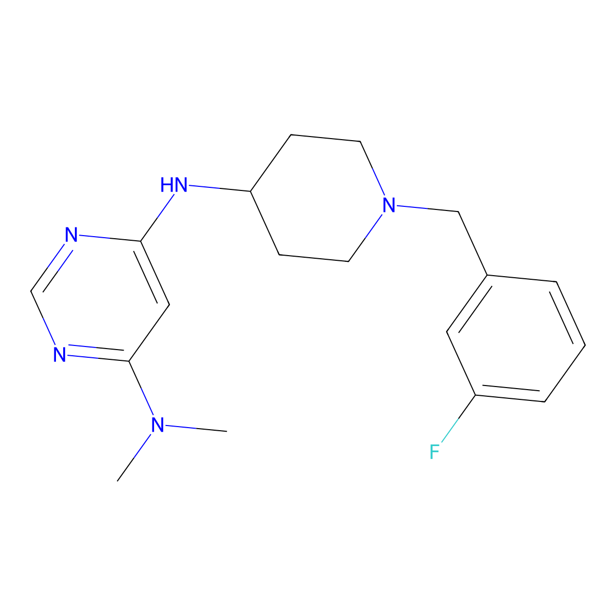 N6-{1-[(3-fluorophenyl)methyl]piperidin-4-yl}-N4,N4-dimethylpyrimidine-4,6-diamine molecular structure, CAS 2877650-04-7