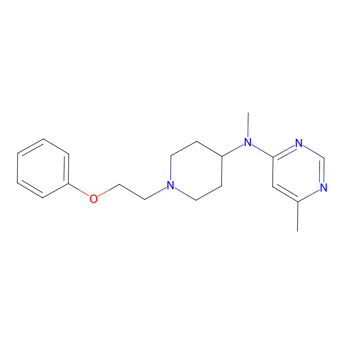 N,6-dimethyl-N-[1-(2-phenoxyethyl)piperidin-4-yl]pyrimidin-4-amine molecular structure, CAS 2877650-28-5