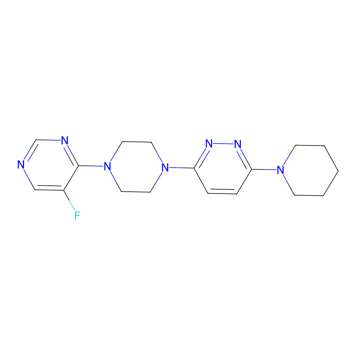 3-[4-(5-Fluoropyrimidin-4-yl)piperazin-1-yl]-6-(piperidin-1-yl)pyridazine molecular structure, CAS 2877650-37-6