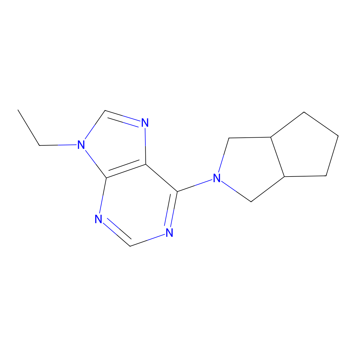 9-ethyl-6-{octahydrocyclopenta[c]pyrrol-2-yl}-9H-purine molecular structure, CAS 2877650-46-7