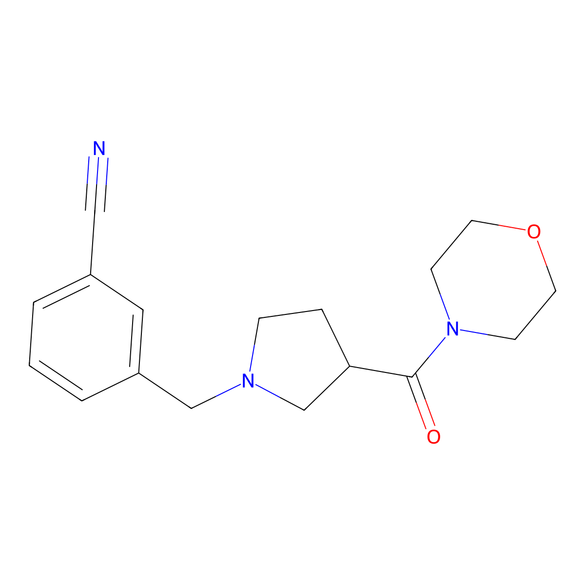 3-{[3-(Morpholine-4-carbonyl)pyrrolidin-1-yl]methyl}benzonitrile molecular structure, CAS 2877650-50-3