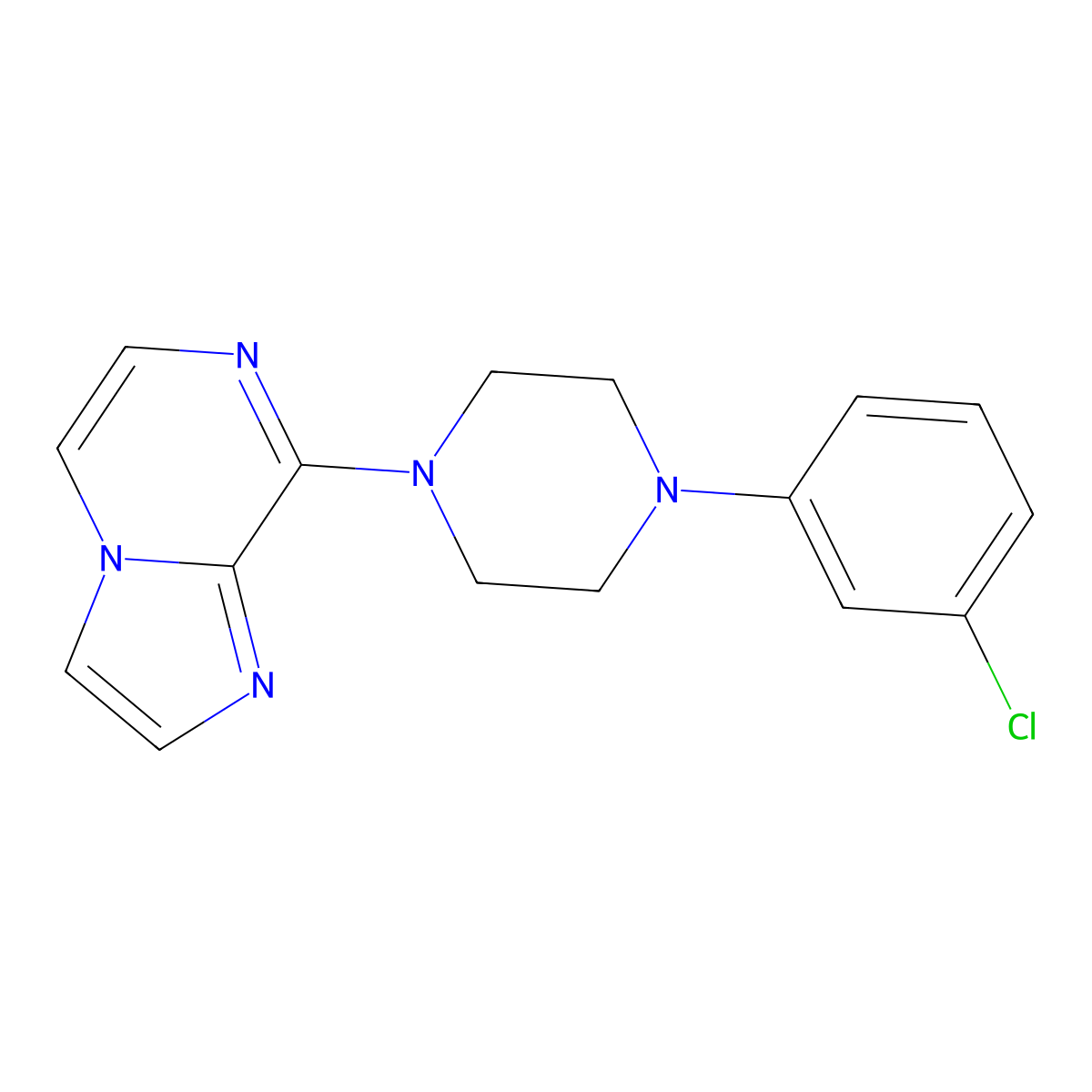 1-(3-Chlorophenyl)-4-{imidazo[1,2-a]pyrazin-8-yl}piperazine molecular structure, CAS 2877650-57-0