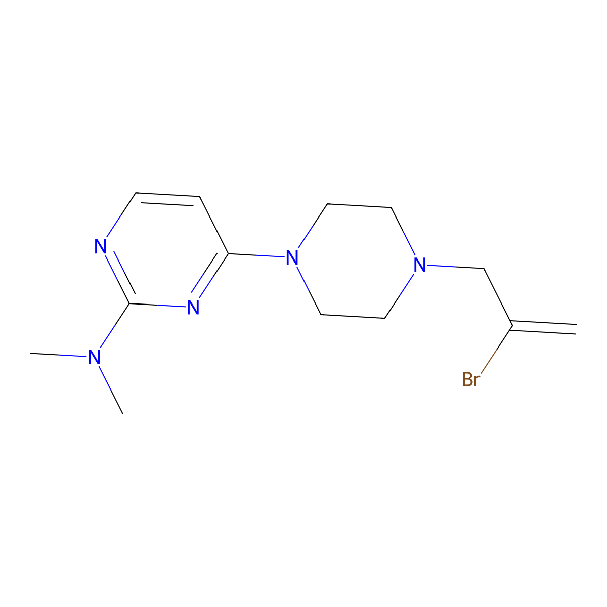 4-[4-(2-bromoprop-2-en-1-yl)piperazin-1-yl]-N,N-dimethylpyrimidin-2-amine molecular structure, CAS 2877650-73-0