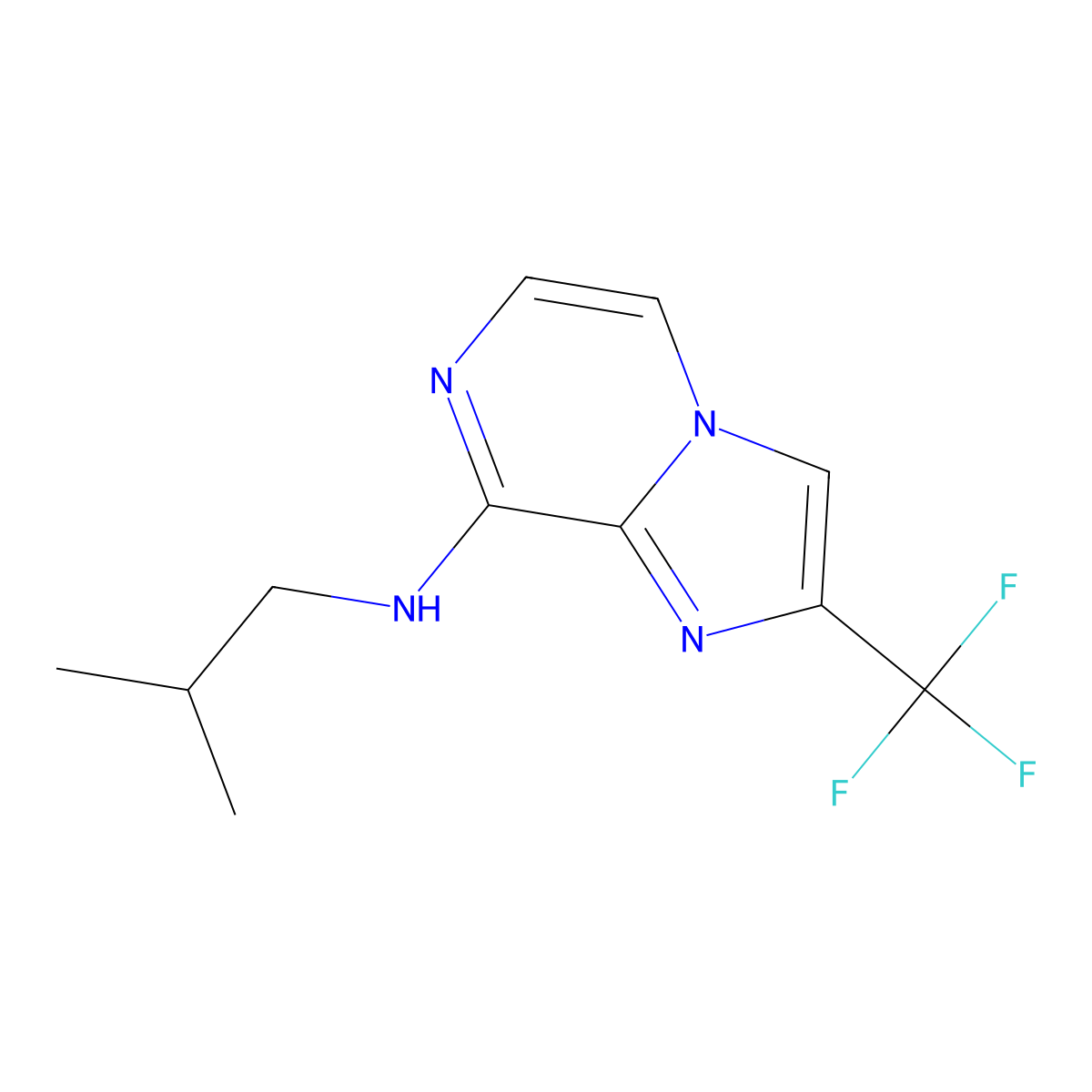 N-(2-methylpropyl)-2-(trifluoromethyl)imidazo[1,2-a]pyrazin-8-amine molecular structure, CAS 2877650-78-5