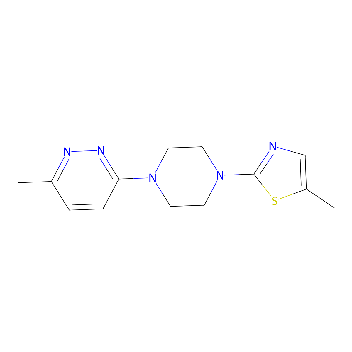 3-Methyl-6-[4-(5-methyl-1,3-thiazol-2-yl)piperazin-1-yl]pyridazine molecular structure, CAS 2877650-80-9