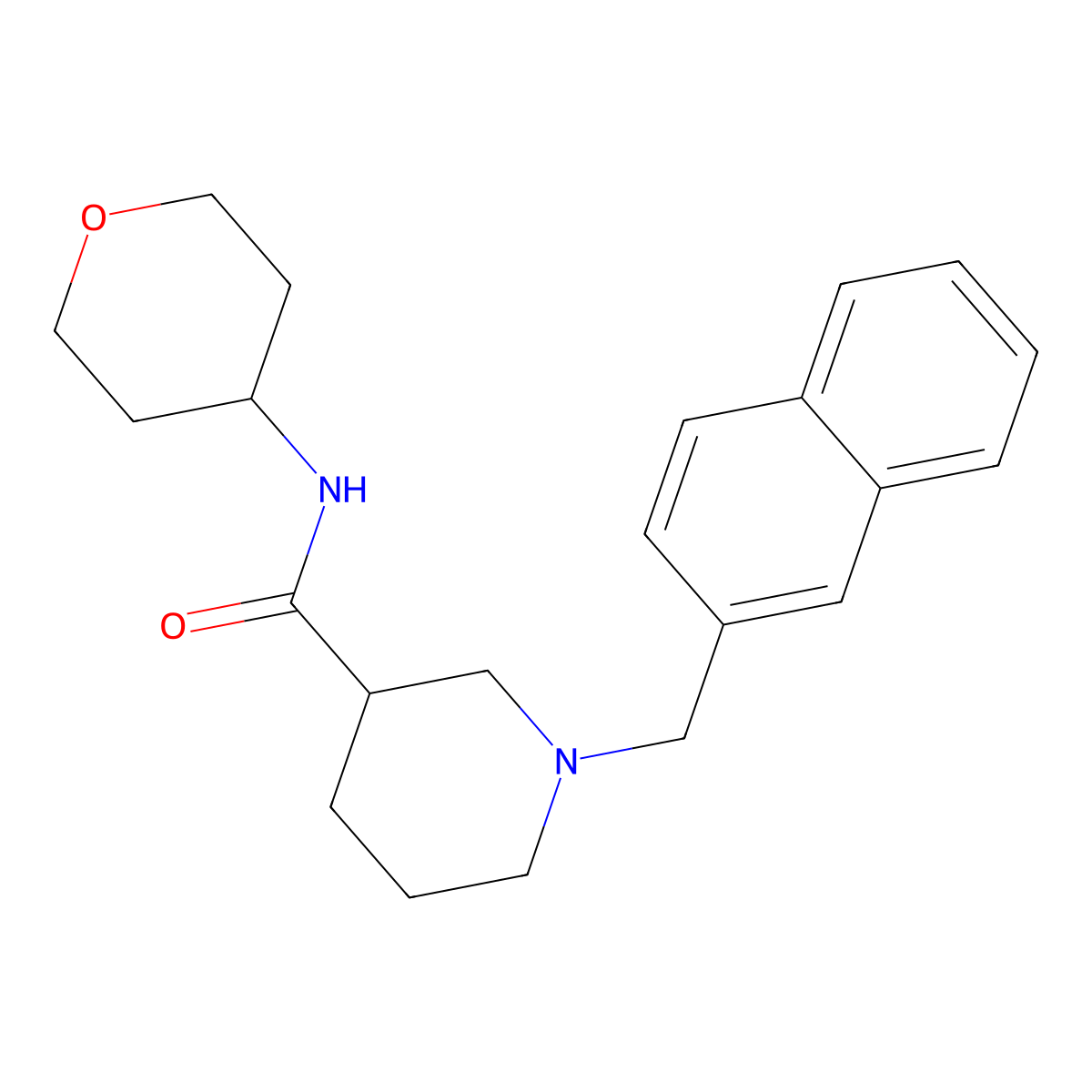 1-[(naphthalen-2-yl)methyl]-N-(oxan-4-yl)piperidine-3-carboxamide molecular structure, CAS 2877650-85-4