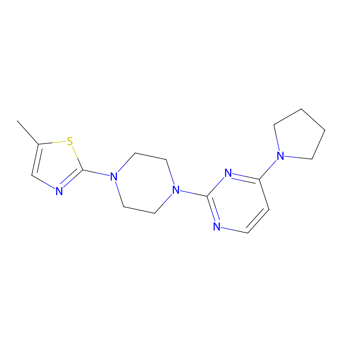 2-[4-(5-Methyl-1,3-thiazol-2-yl)piperazin-1-yl]-4-(pyrrolidin-1-yl)pyrimidine molecular structure, CAS 2877650-96-7