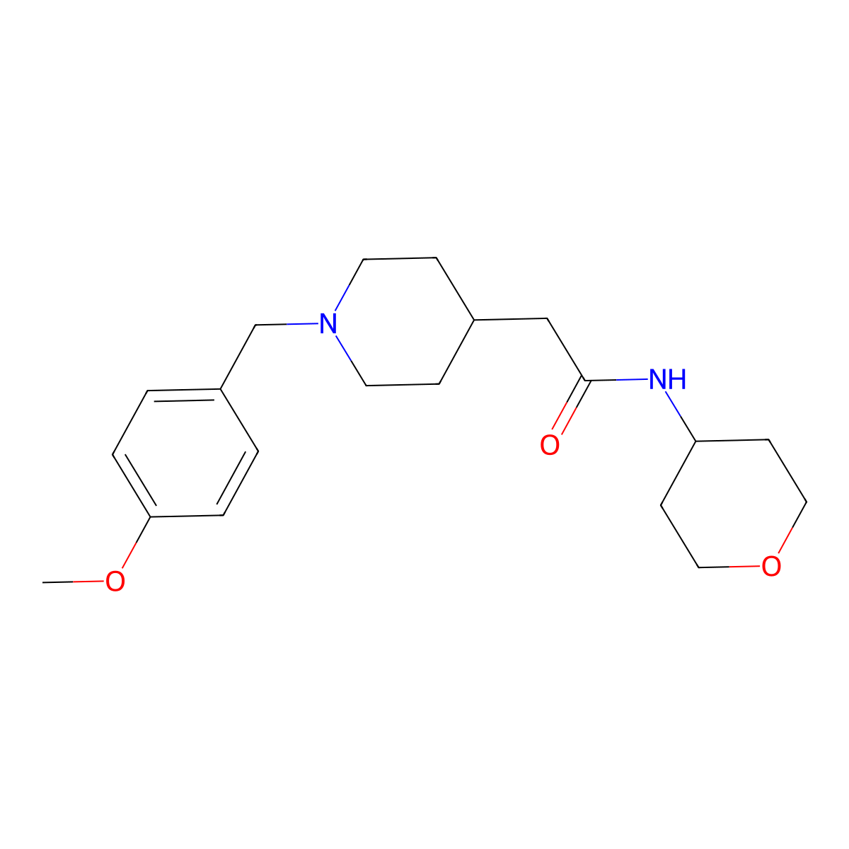 2-{1-[(4-methoxyphenyl)methyl]piperidin-4-yl}-N-(oxan-4-yl)acetamide molecular structure, CAS 2877650-97-8