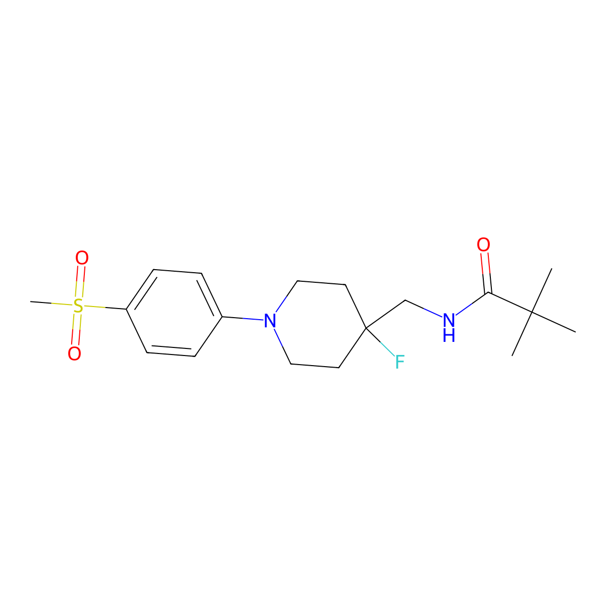 N-{[4-fluoro-1-(4-methanesulfonylphenyl)piperidin-4-yl]methyl}-2,2-dimethylpropanamide molecular structure, CAS 2877651-06-2