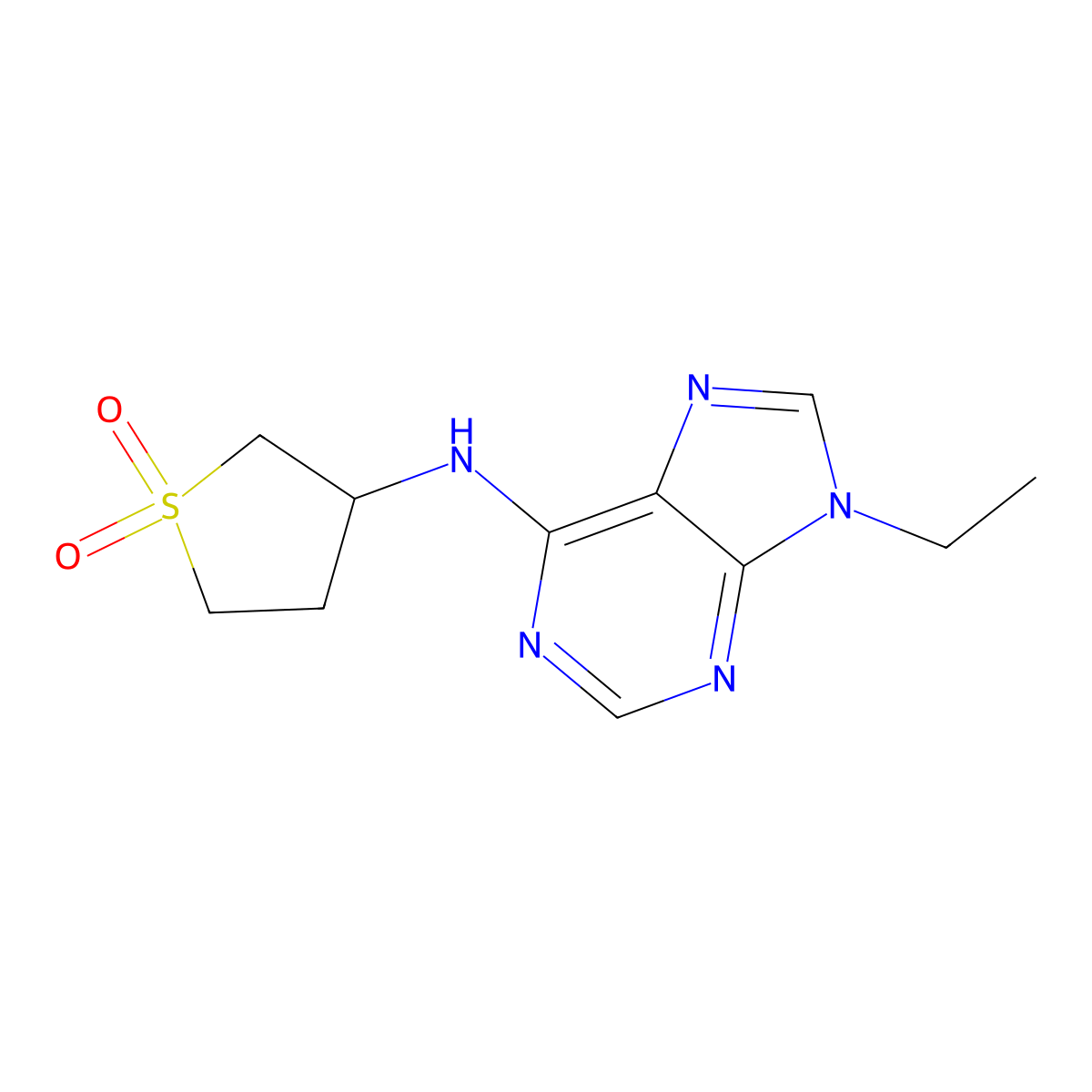N-(1,1-dioxothiolan-3-yl)-9-ethylpurin-6-amine molecular structure, CAS 2877651-07-3