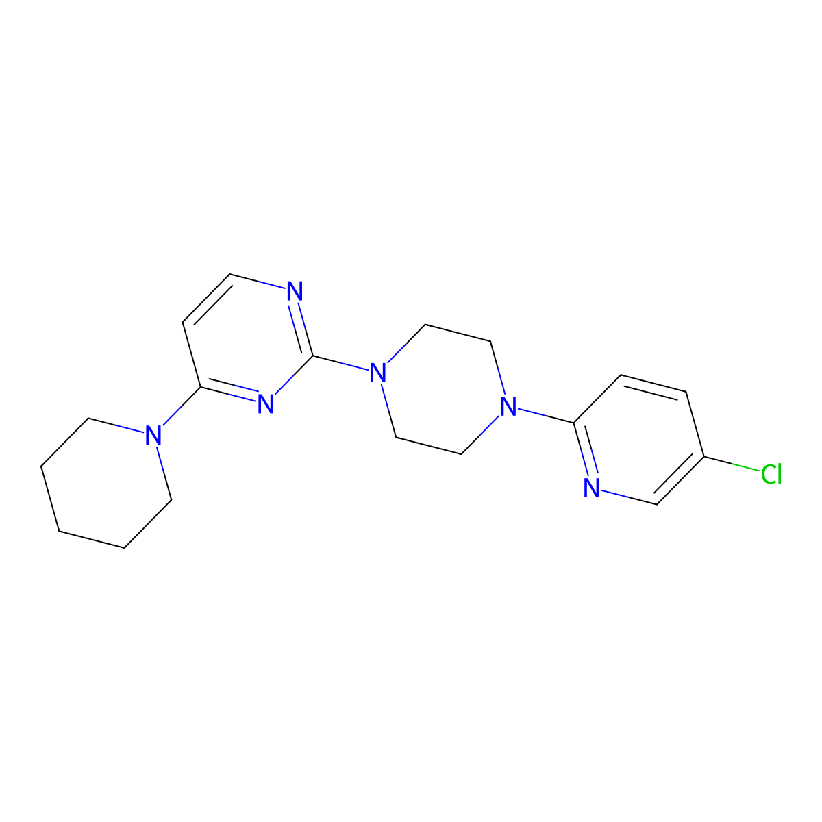 2-[4-(5-Chloropyridin-2-yl)piperazin-1-yl]-4-(piperidin-1-yl)pyrimidine molecular structure, CAS 2877651-14-2