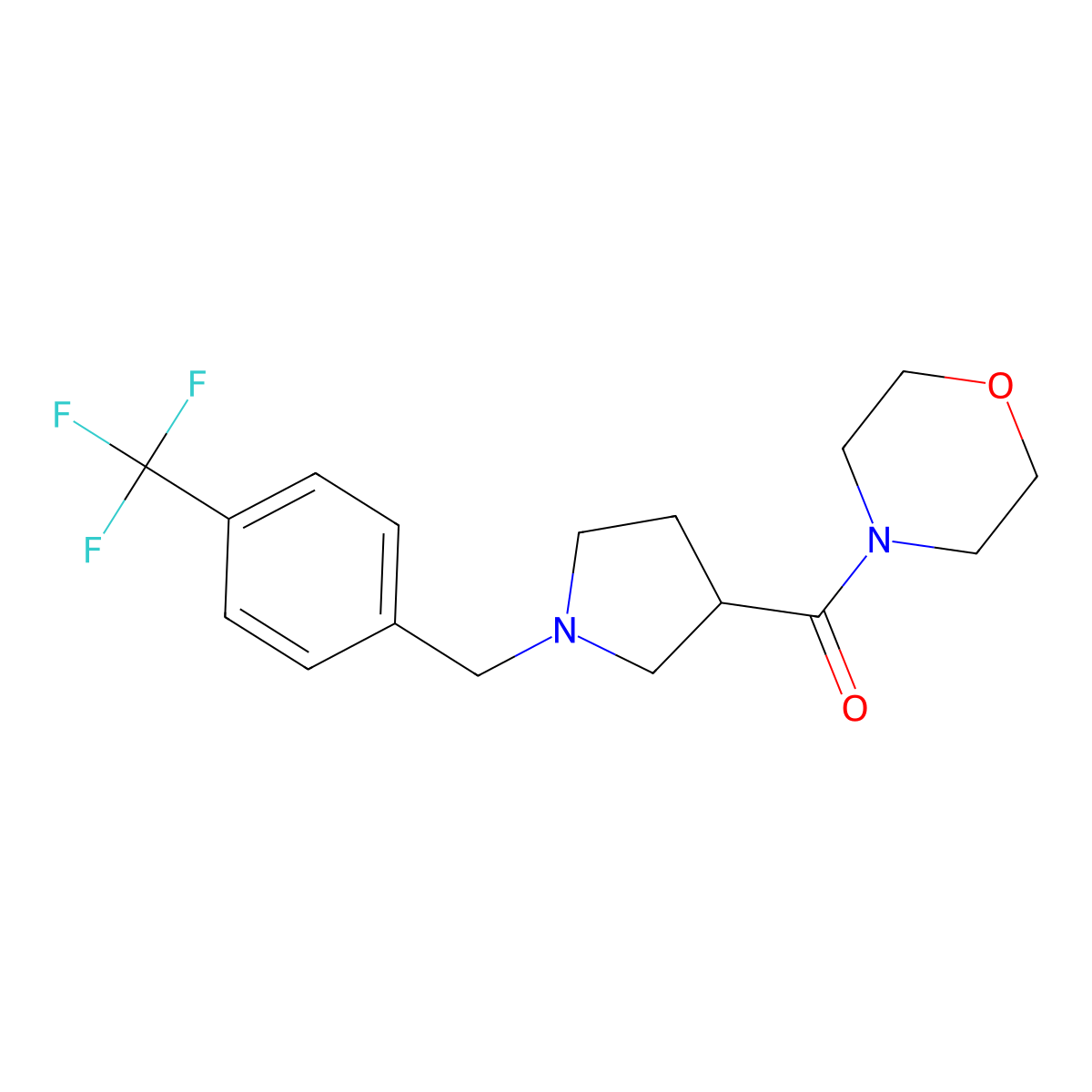 4-(1-{[4-(Trifluoromethyl)phenyl]methyl}pyrrolidine-3-carbonyl)morpholine molecular structure, CAS 2877651-17-5