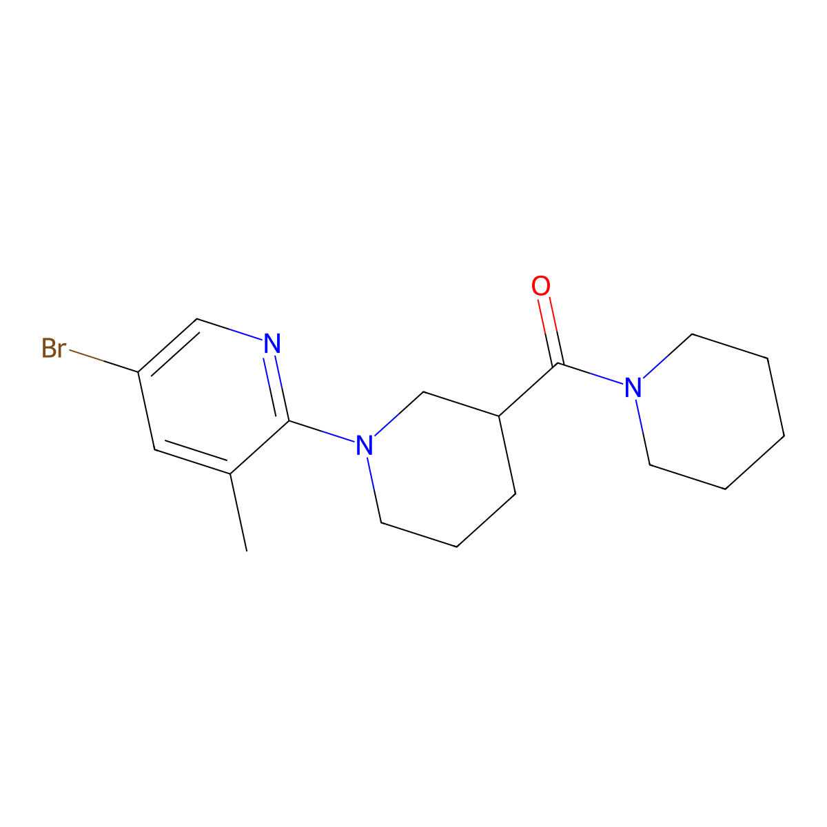 5-Bromo-3-methyl-2-[3-(piperidine-1-carbonyl)piperidin-1-yl]pyridine molecular structure, CAS 2877651-24-4