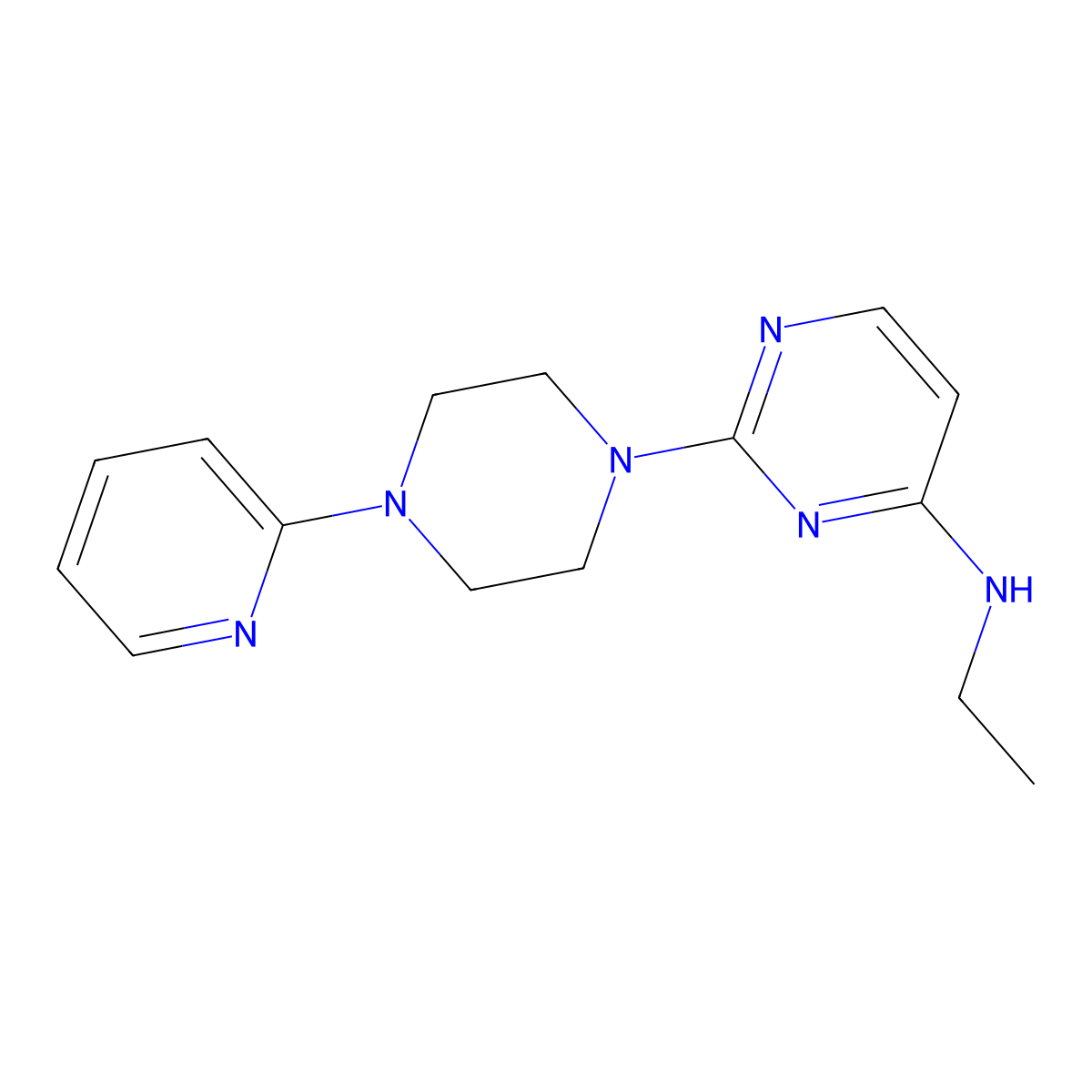 N-ethyl-2-[4-(pyridin-2-yl)piperazin-1-yl]pyrimidin-4-amine molecular structure, CAS 2877651-27-7