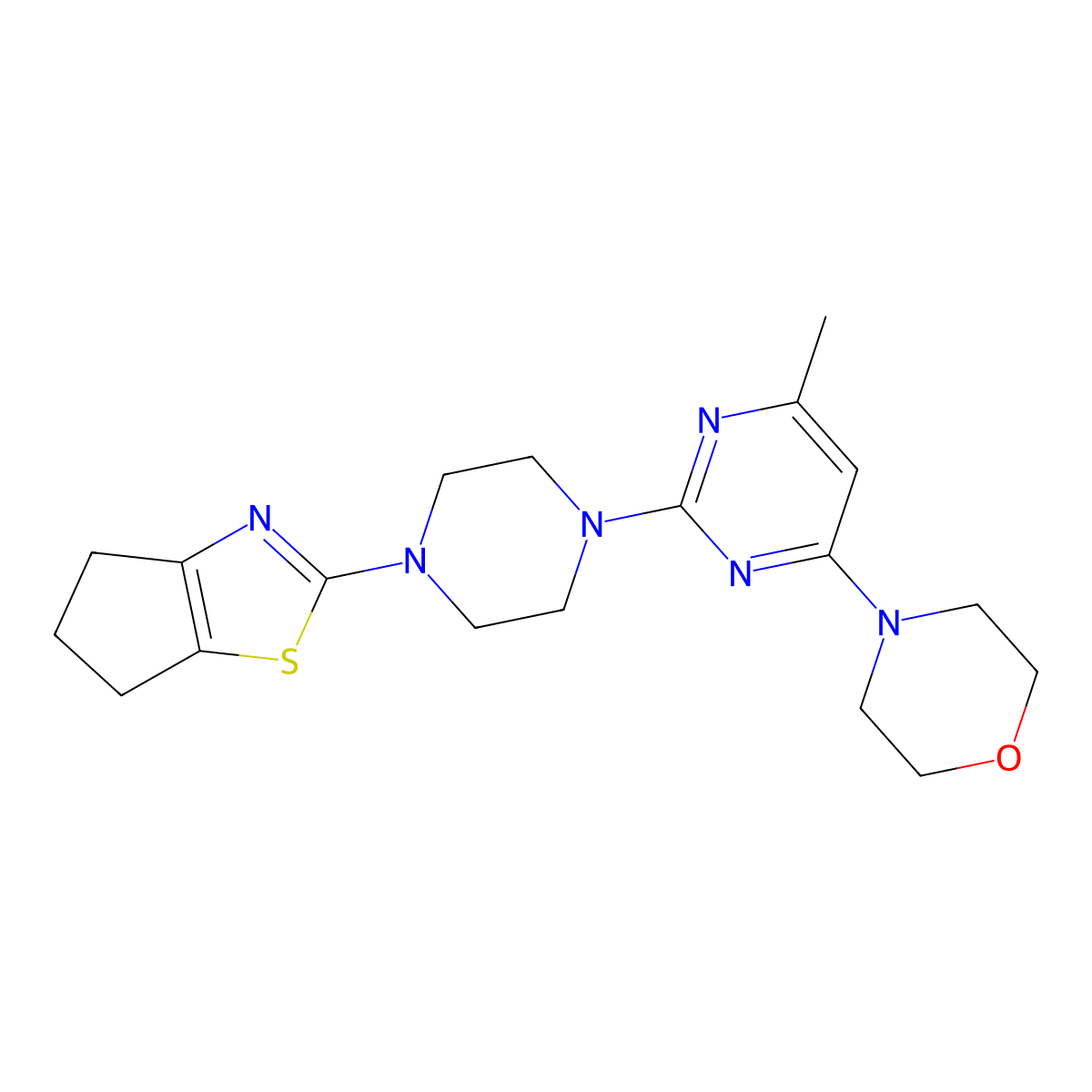 4-[2-(4-{4H,5H,6H-cyclopenta[d][1,3]thiazol-2-yl}piperazin-1-yl)-6-methylpyrimidin-4-yl]morpholine molecular structure, CAS 2877651-35-7
