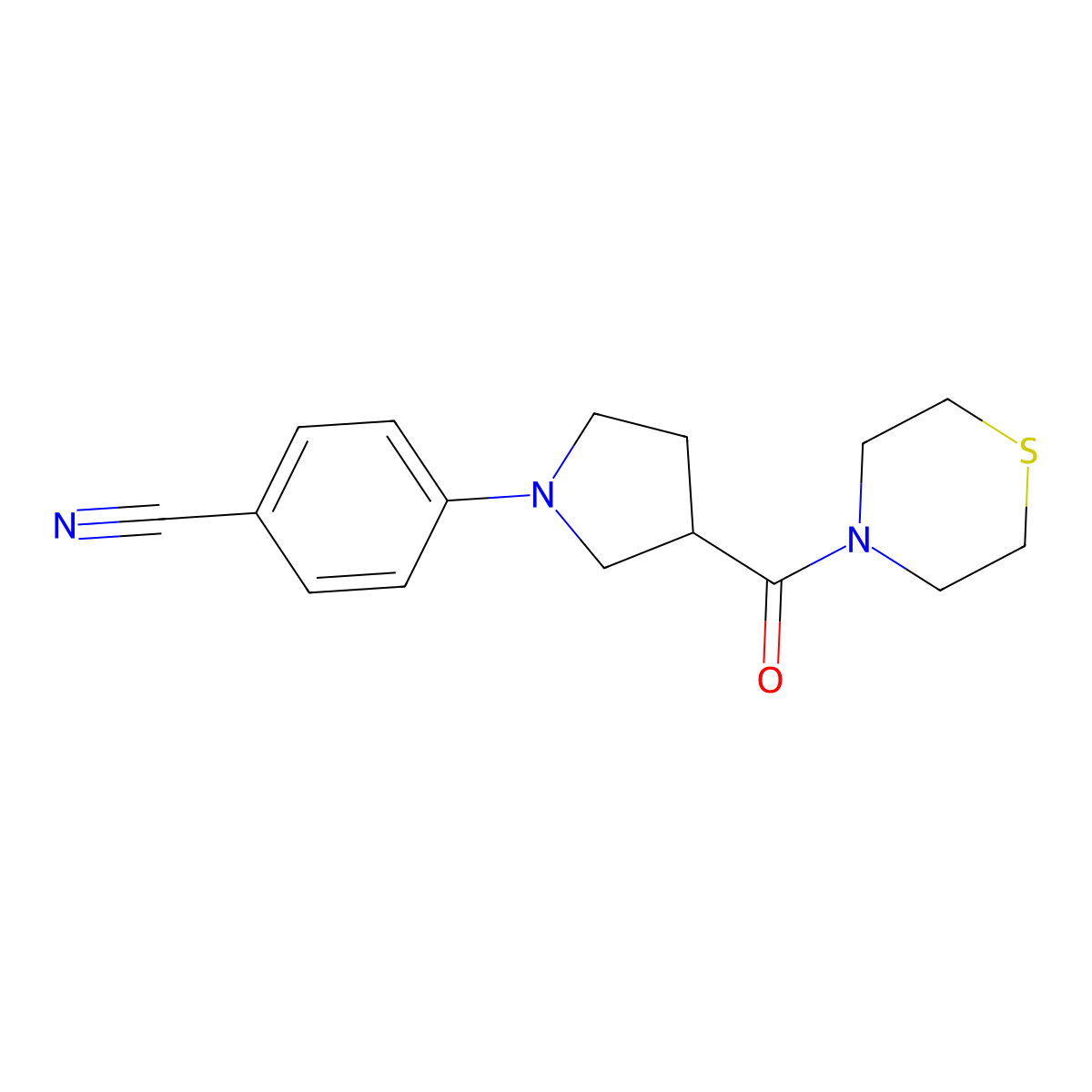 4-[3-(Thiomorpholine-4-carbonyl)pyrrolidin-1-yl]benzonitrile molecular structure, CAS 2877651-41-5