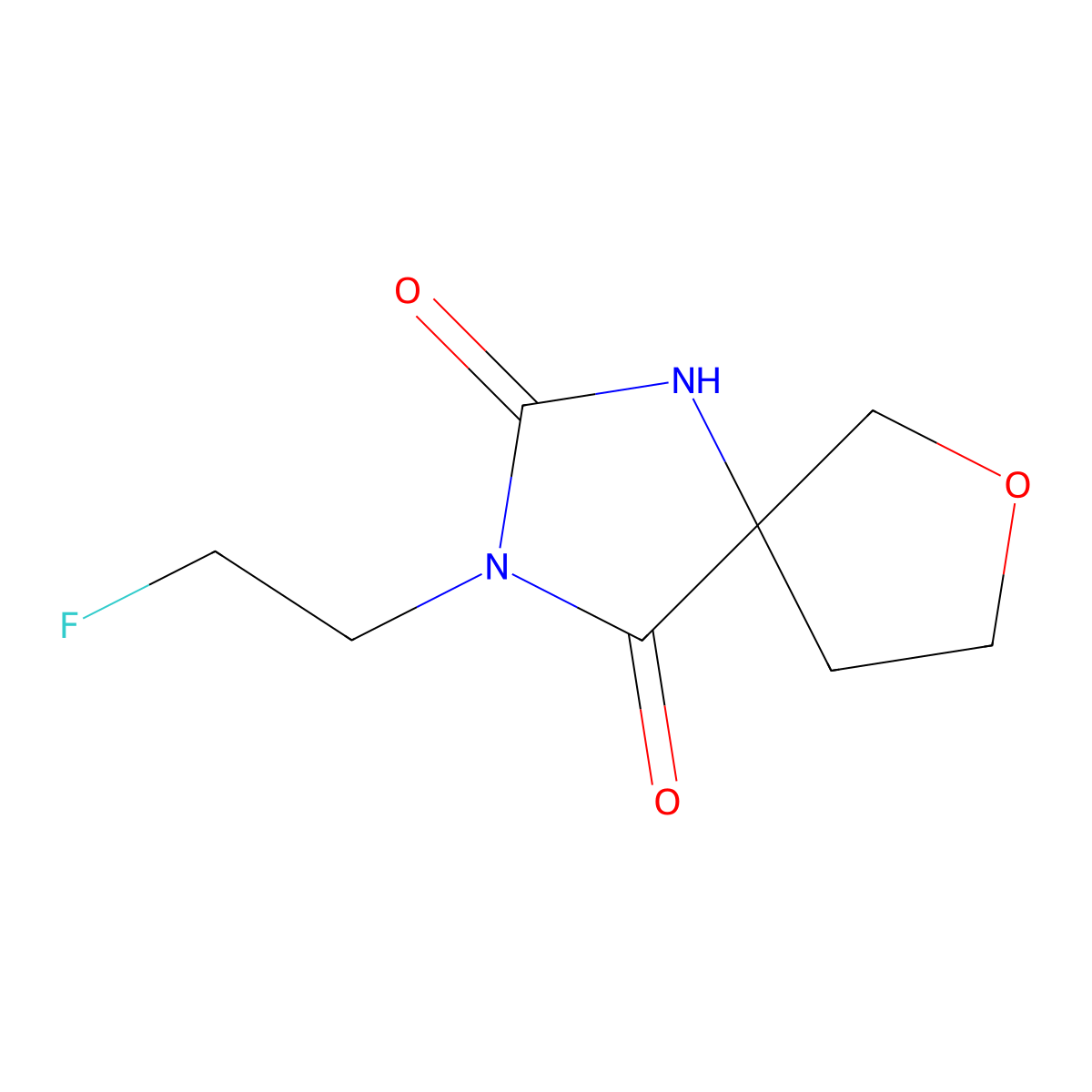 3-(2-Fluoroethyl)-7-oxa-1,3-diazaspiro[4.4]nonane-2,4-dione molecular structure, CAS 2877651-42-6