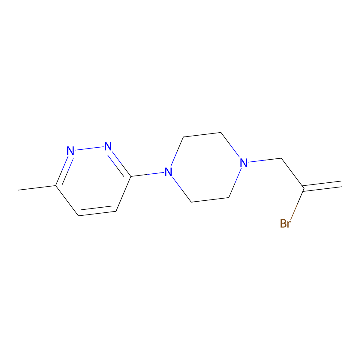 3-[4-(2-Bromoprop-2-en-1-yl)piperazin-1-yl]-6-methylpyridazine molecular structure, CAS 2877651-50-6