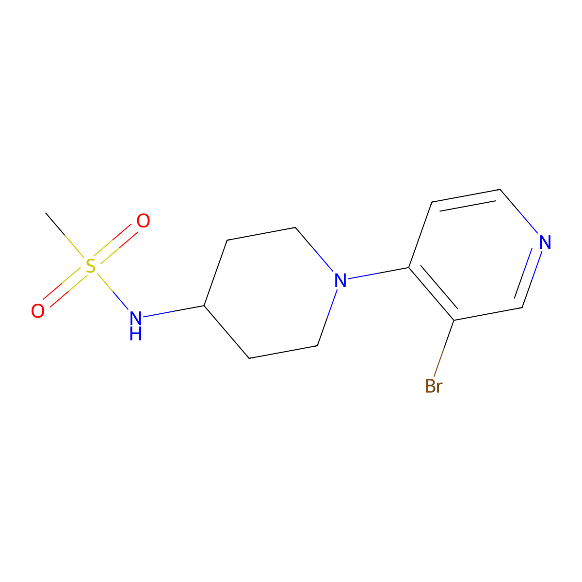 N-[1-(3-bromopyridin-4-yl)piperidin-4-yl]methanesulfonamide molecular structure, CAS 2877651-53-9
